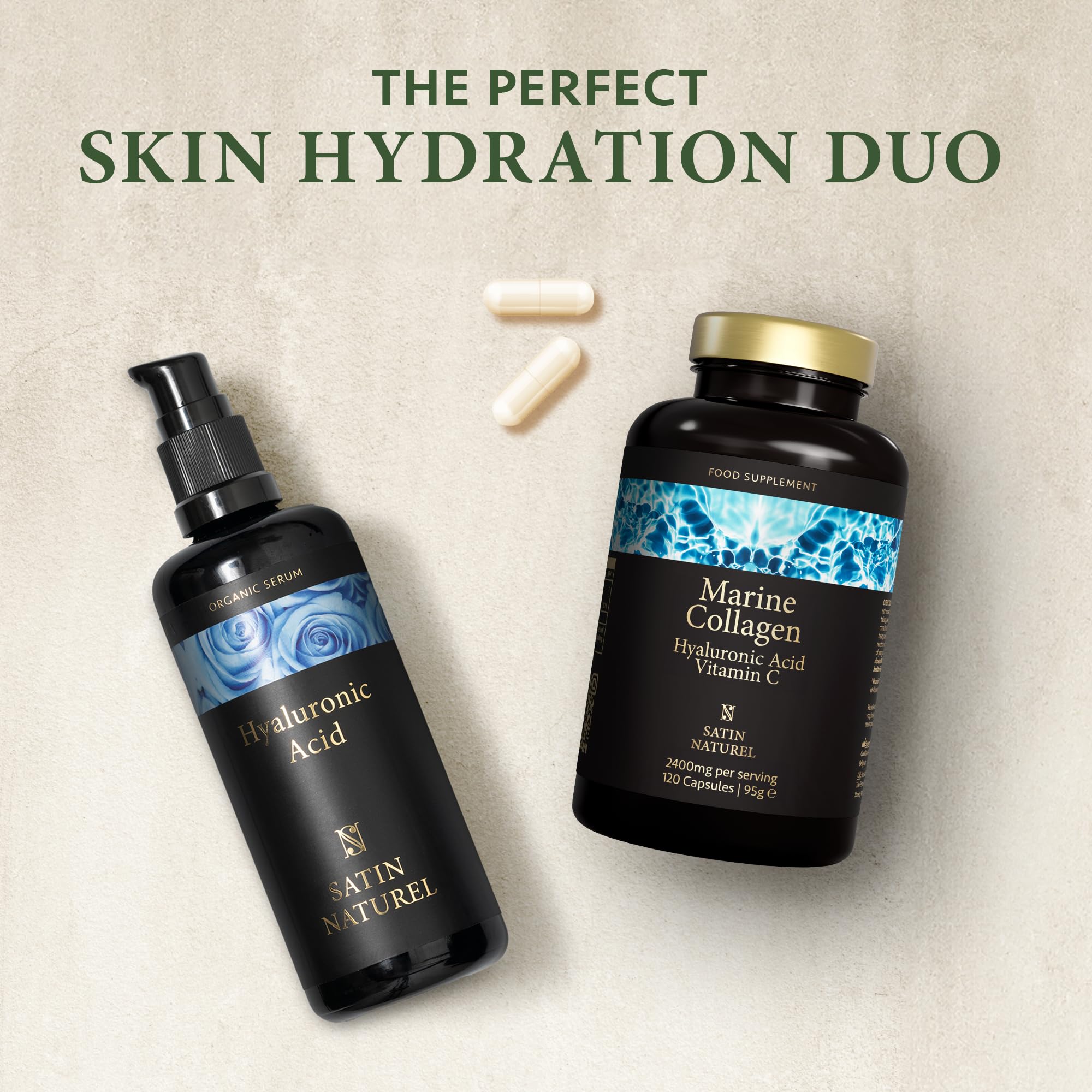 Marine Collagen Capsules with Hyaluronic Acid + Vitamin C 2400mg - High Strength Collagen SatinNaturelAu supplements