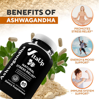 VitaUp Organic Ashwagandha Capsules 1310 mg - USA Made Ashwagandha Supplements VitaUpUS supplements