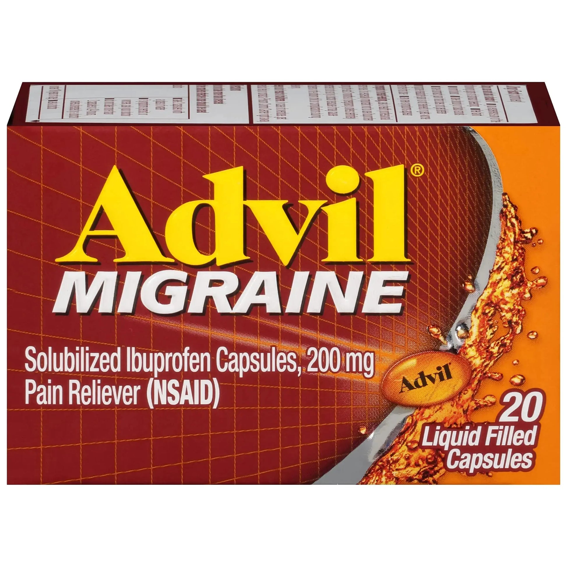 Advil Migraine Headache Relief, Ibuprofen Capsules with Ibuprofen 200mg for Migraine Relief, Nausea Relief and Light Sensitivity Relief - 20 Liquid Filled Capsules AdvilAu supplements