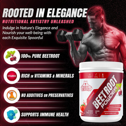 Organic Beet Root Powder - Nitric Oxide Supplement Super Food Beets Supplements Bear GripsUS supplements