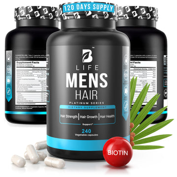 Men’s Hair Growth Supplement – Biotin & Collagen Hair Vitamins for Men – Thicker, Fuller Hair, Nail & Scalp Support – Hair Loss Supplement with Zinc, Selenium & Vitamins A C D E – 240 Capsules B Life CompanyAu supplements