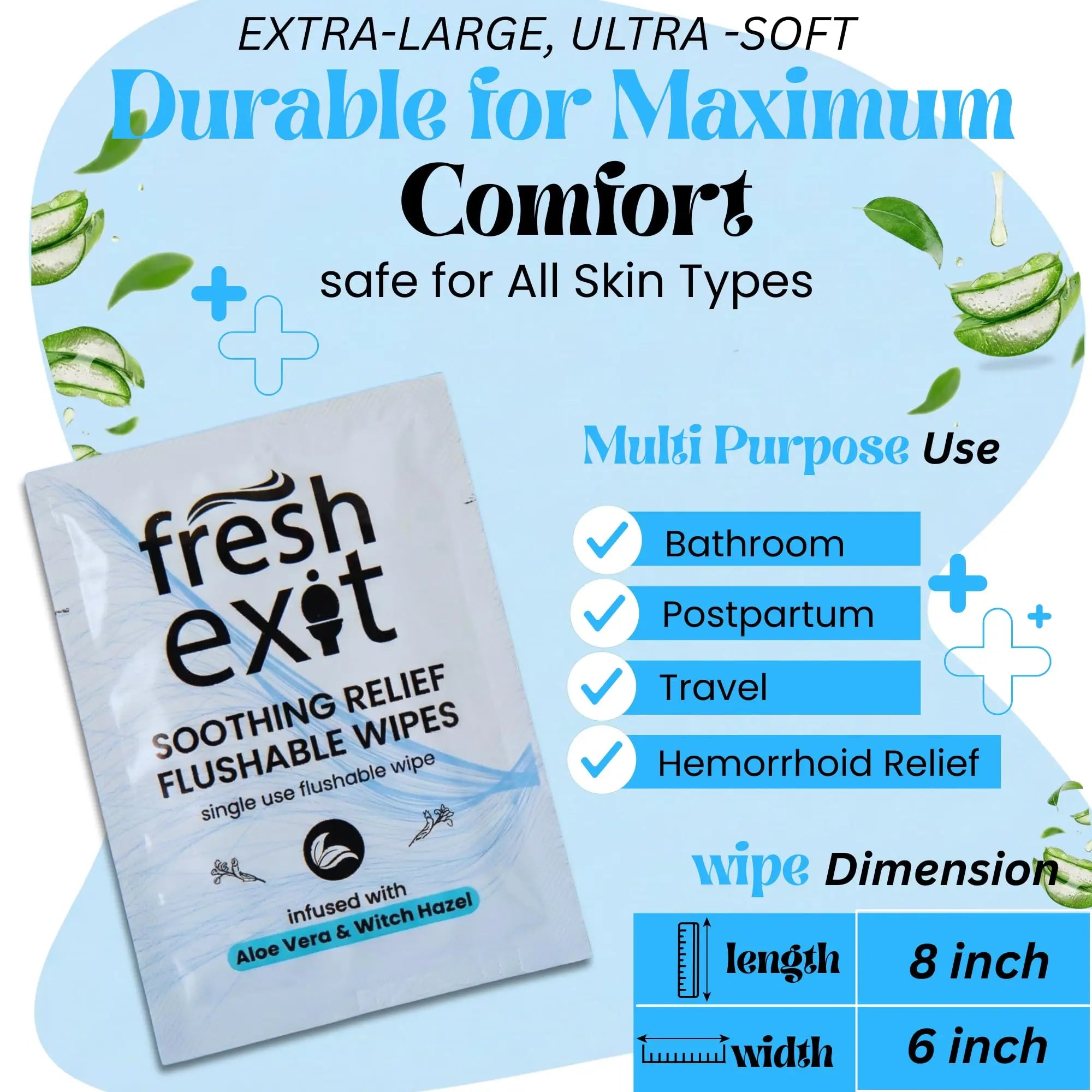 FreshExit Flushable Hemorrhoid Wipes – 36 Count – Individually Wrapped with Witch Hazel & Aloe Vera, Large Discreet Travel Wipes for Adults, Soothing & Gentle on Skin FreshExitAu supplements