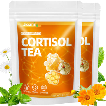 JIAOMING 2 Packs Natural Cortisol Reducing Tea, Healthy Cortisol Levels & Mental Clarity, Loose Leaf Detox Drink Teabags with Ashwagandha for Men and Women Sleep Time Relaxation, Mood Swing Reducer JiaomingAu supplements