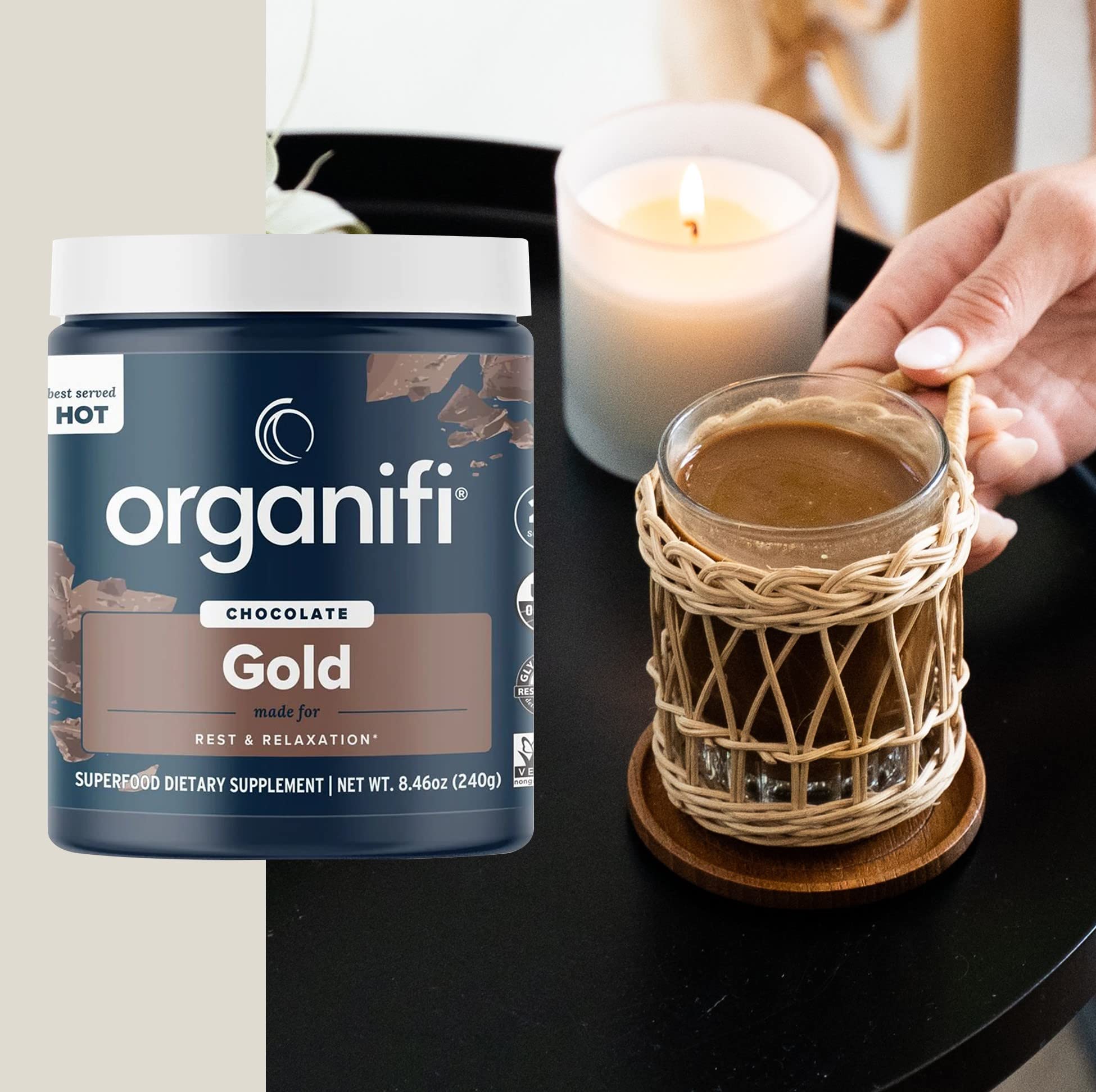 Organifi - Gold Chocolate - Superfood Supplement Powder - 20 Day Supply - Supports Rest OrganifiUS supplements