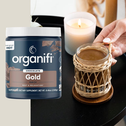 Organifi - Gold Chocolate - Superfood Supplement Powder - 20 Day Supply - Supports Rest OrganifiUS supplements