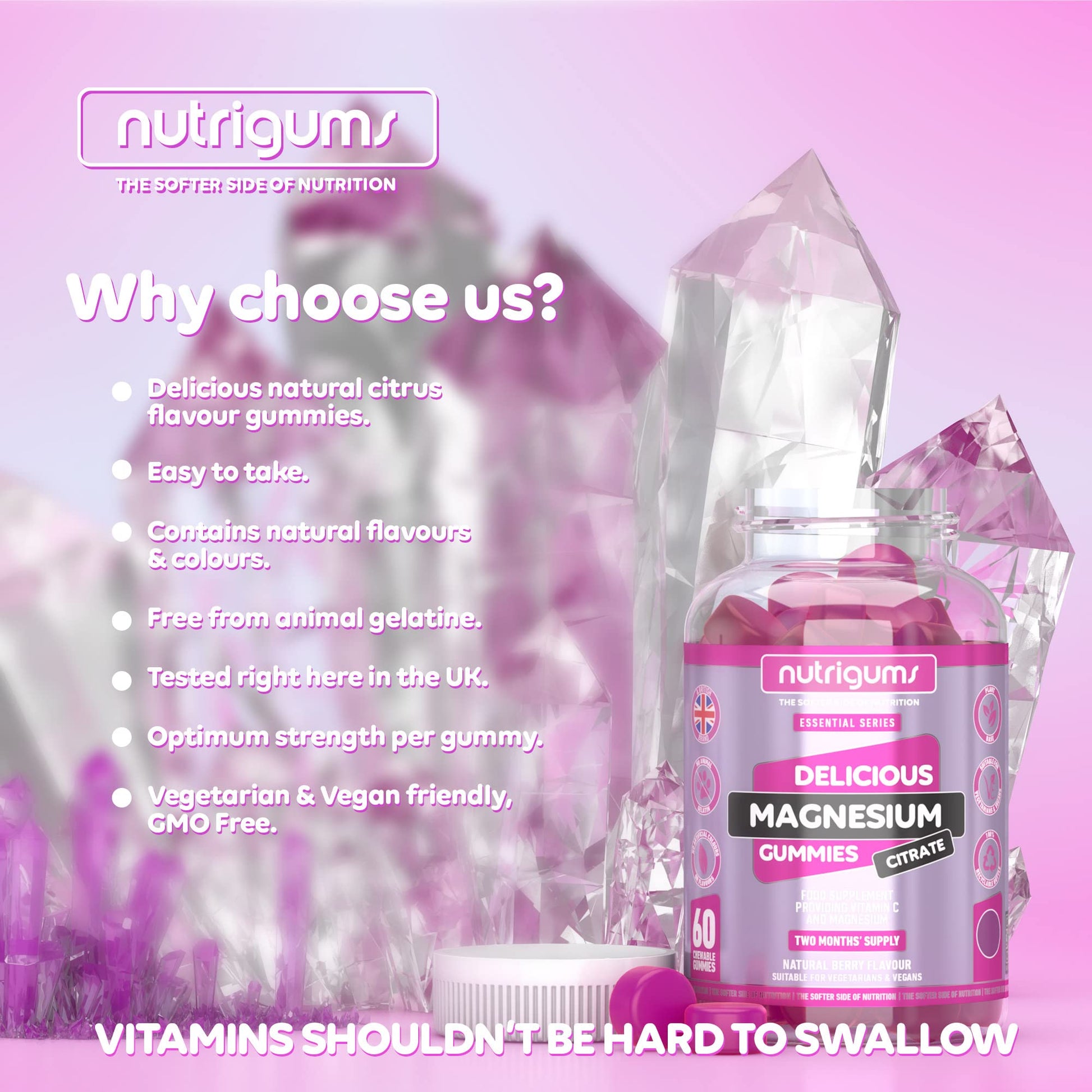 Magnesium Citrate 1250mg & Vitamin C Gummy | Mixed Berry Flavour | 60 Vegan Gummies NutrigumsUS supplements