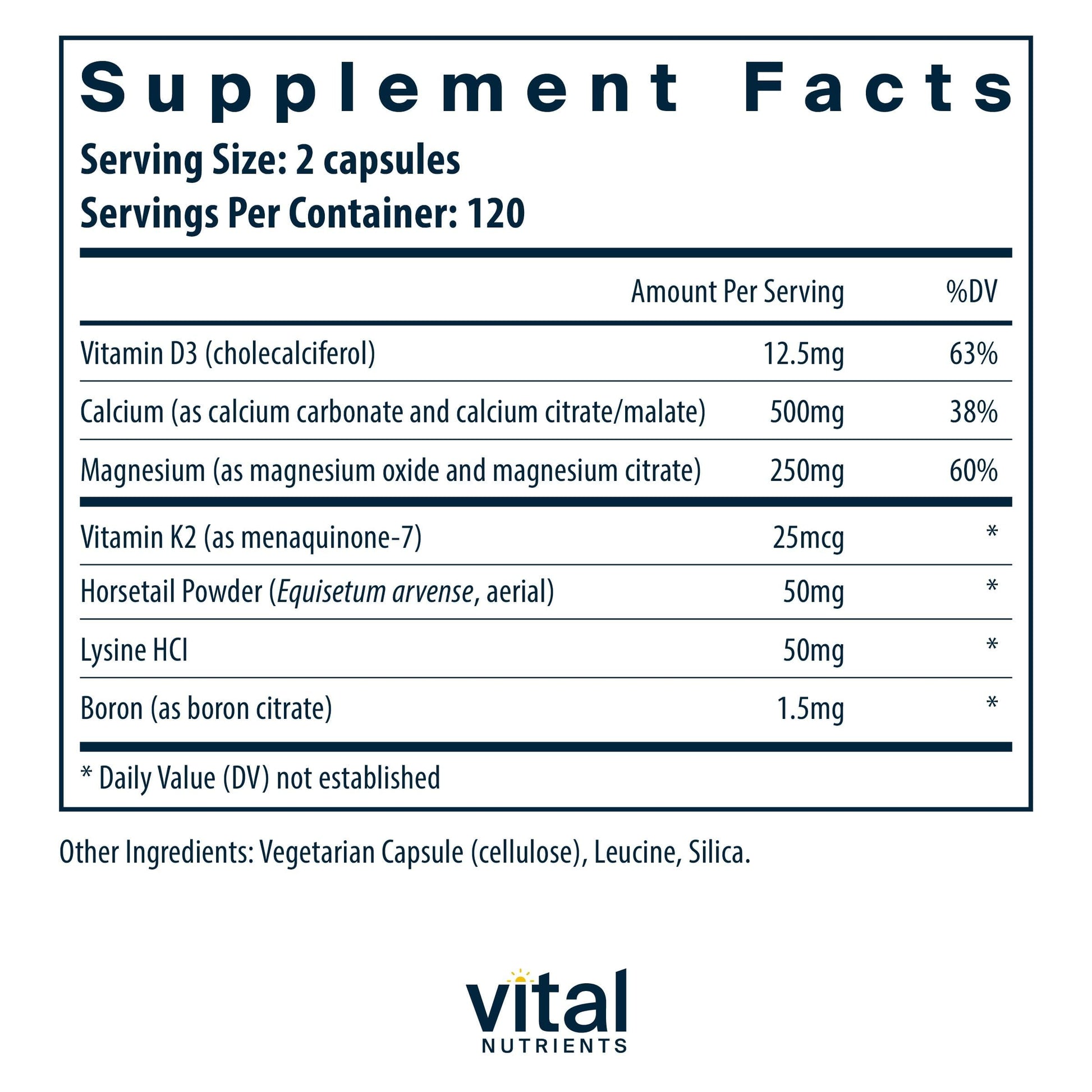 Vital Nutrients Osteo-Nutrients II - Vitamin K2 + D3, Calcium, Boron, and Magnesium for Bone Strength* - Healthy Heart Support - Vegetarian Supplement - Gluten, Dairy, Soy Free - 240 Capsules Vital NutrientsAu supplements