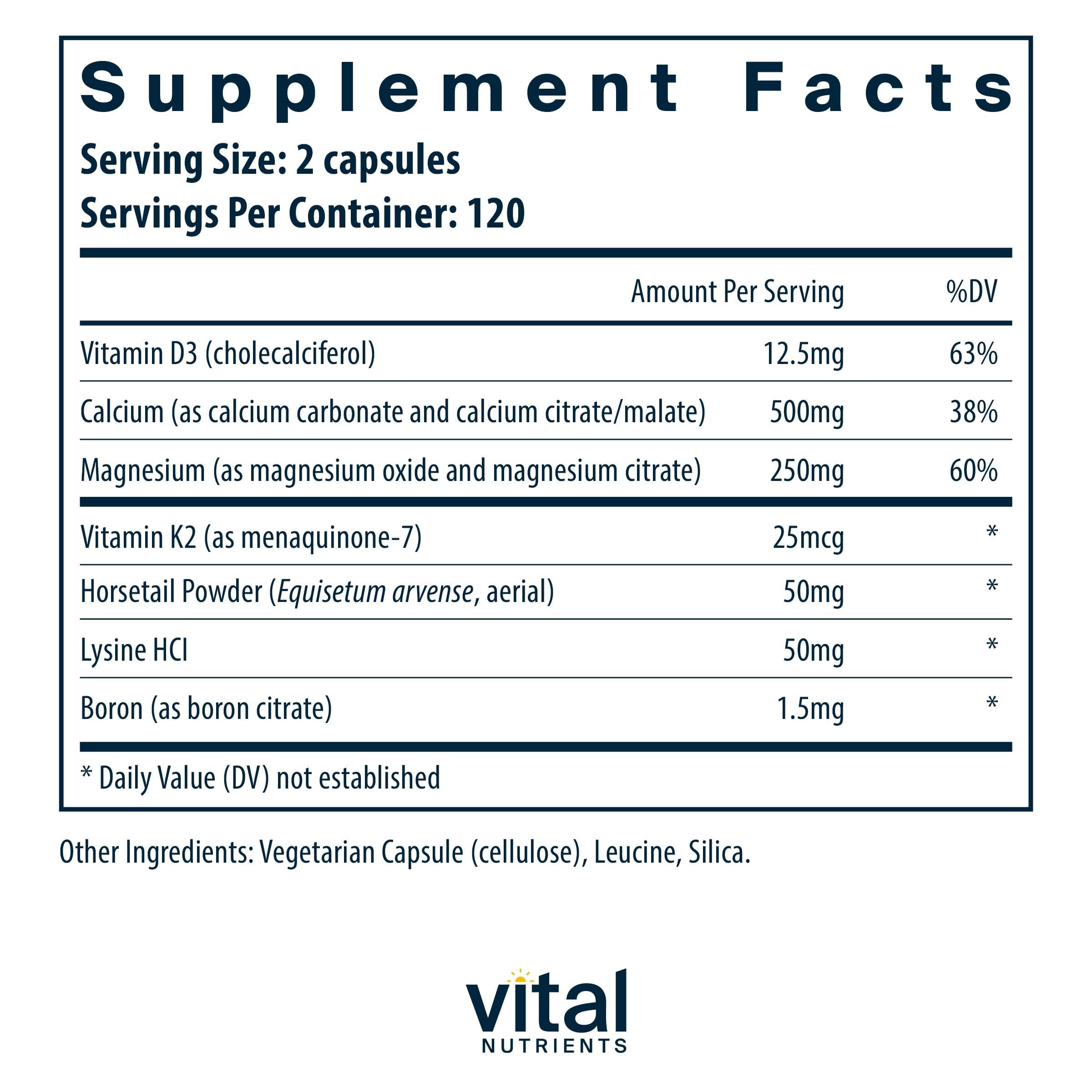 Vital Nutrients Osteo-Nutrients II - Vitamin K2 + D3, Calcium, Boron, and Magnesium for Bone Strength* - Healthy Heart Support - Vegetarian Supplement - Gluten, Dairy, Soy Free - 240 Capsules Vital NutrientsAu supplements