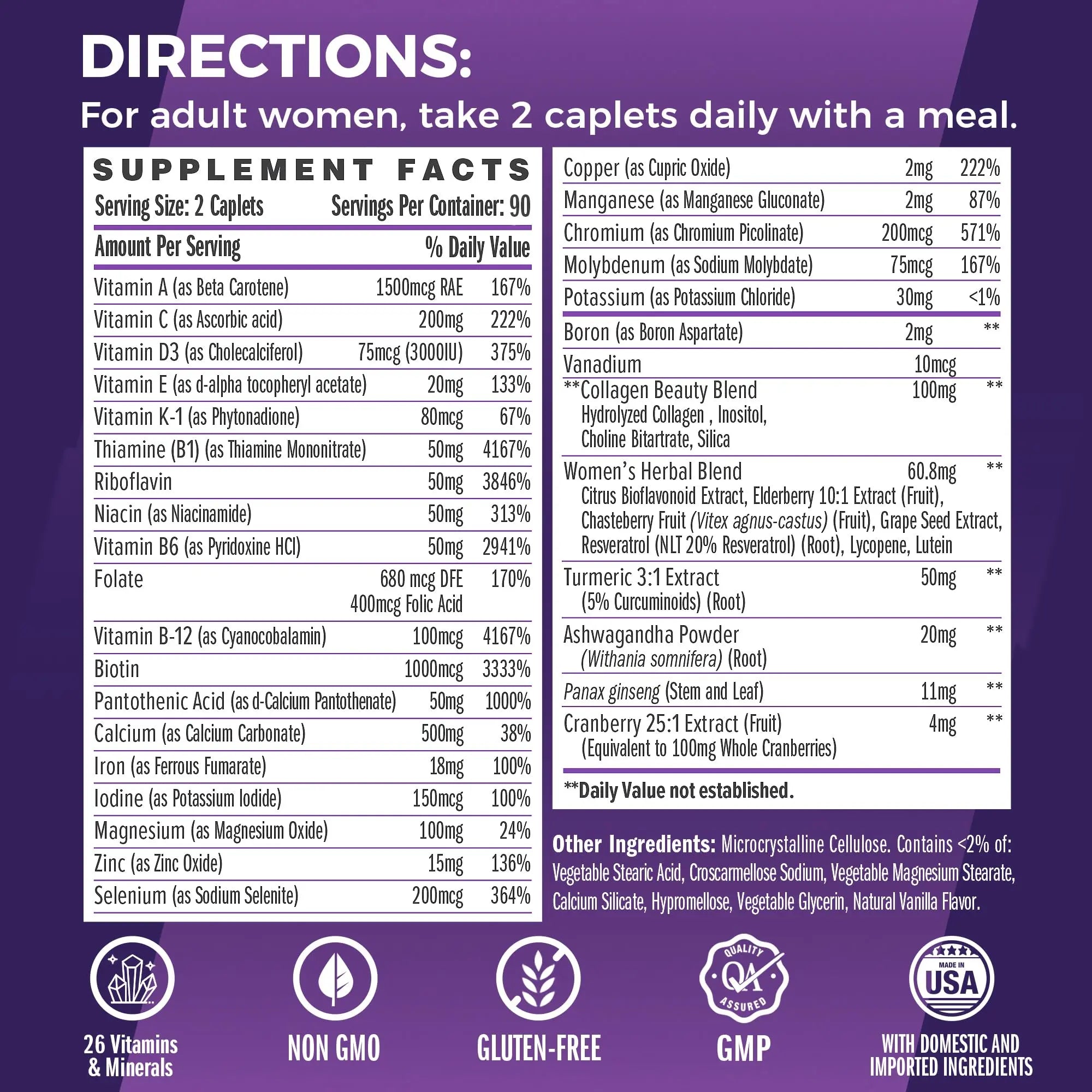 Vitamin World Ultra 360 Multivitamin for Women, Women's Multivitamin with Herbs & Collagen for Hair, Skin & Nails, Supplement with Iron, Vitamin A, B, C, D, E Vitamin WorldAu supplements