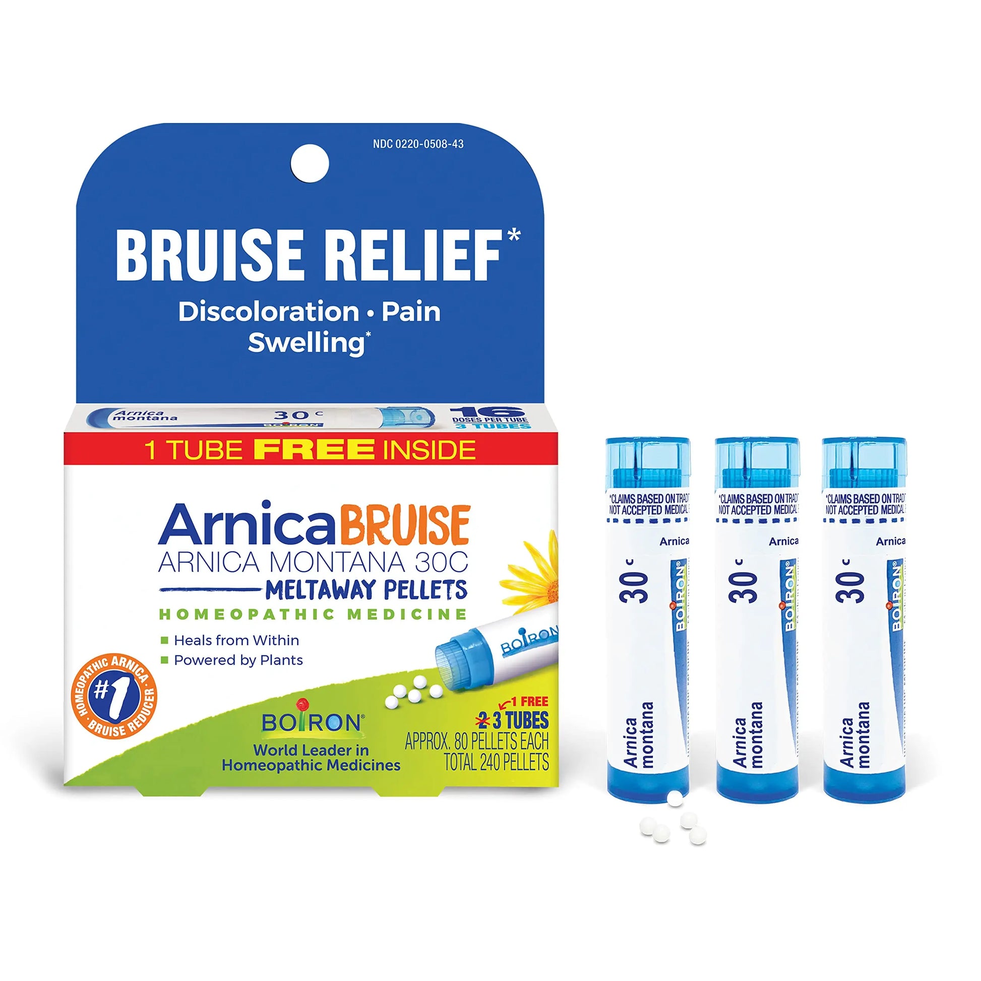 Boiron Arnica Bruise - Arnica Montana 30c for Relief of Pain, Swelling, and Discoloration from Bruises - 3 Count (240 Pellets) BoironAu supplements
