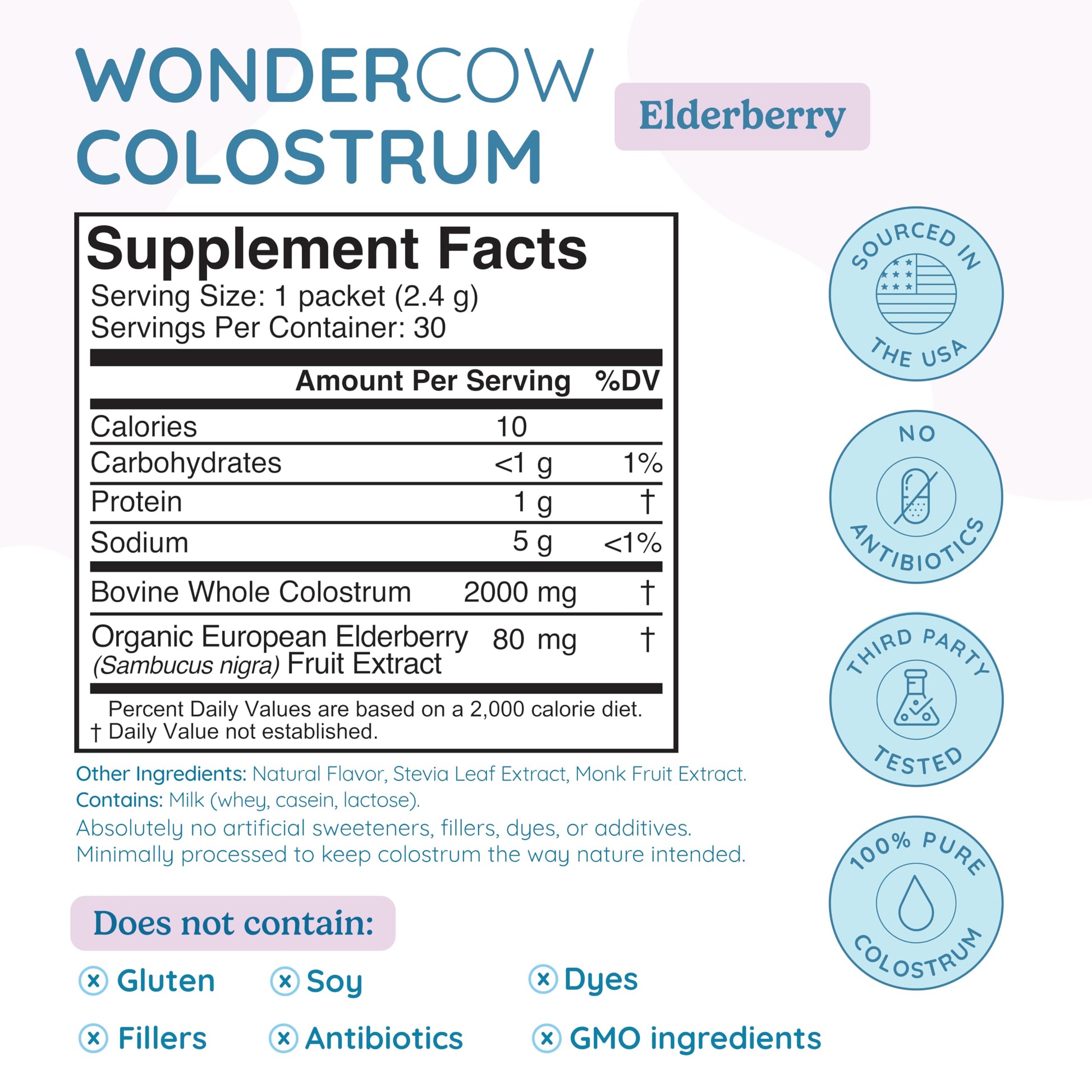 WONDERCOW Colostrum Supplement Powder for Gut Health, Immune Support & Wellness | Natural IgG Pure Whole Bovine Colostrum Superfood, Elderberry, 30 Servings WONDERCOWAu supplements