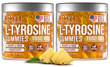 2 Pack - JOYLI L-Tyrosine Gummies 1000MG – Sugar-Free Vegan Focus Supplement & Mood Support for Kids & Adults – 500mg Per Gummy – Sleep Gummies for Memory, Energy & Wellness – 60 Pcs per Pack JOYLI NutritionUS supplements