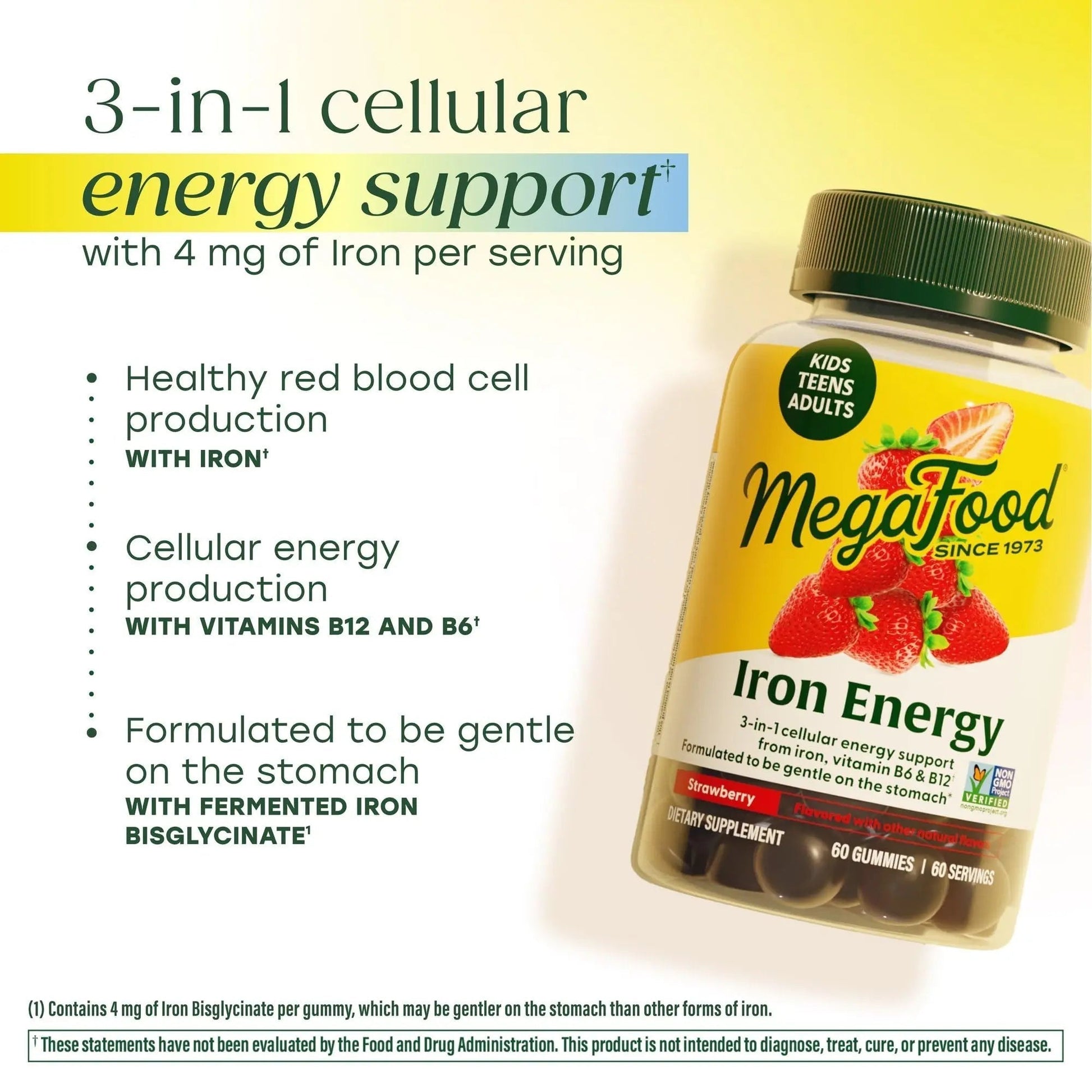 Megafood Iron Energy Gummies, Iron Supplement for Women, Men, Teens & Kids with Vitamin B12 & B6, Vitamins MegaFoodAu supplements