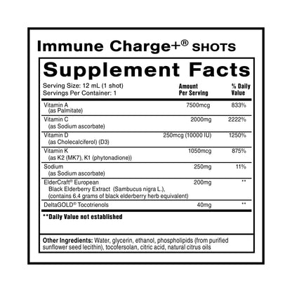 Quicksilver Scientific Immune Charge+ - Portable Wellness with Elderberry, Vitamin C, E, K1, K2, 10,000 IU Vitamin D for Optimal Immune System Support (12 Single Serving Shots) Quicksilver ScientificUS supplements