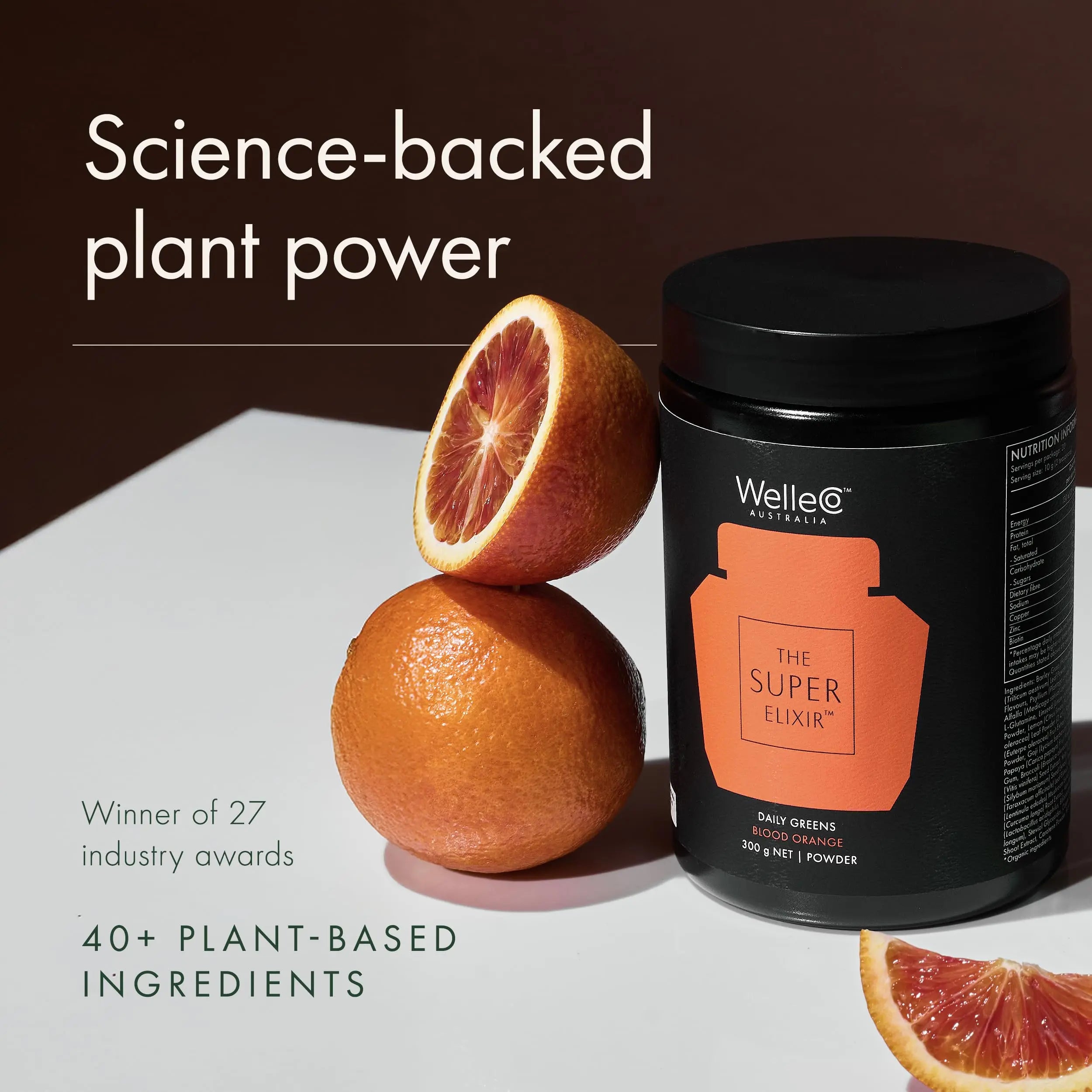 WelleCo The Super Elixir Daily Greens Powder, Probiotic Drink Mix with Whole Foods, Gluten Free, Vegan Gut Health Powder, Energy, Immunity, Healthy Skin, Hair & Nails (Jar, Blood Orange) WelleCoAu supplements