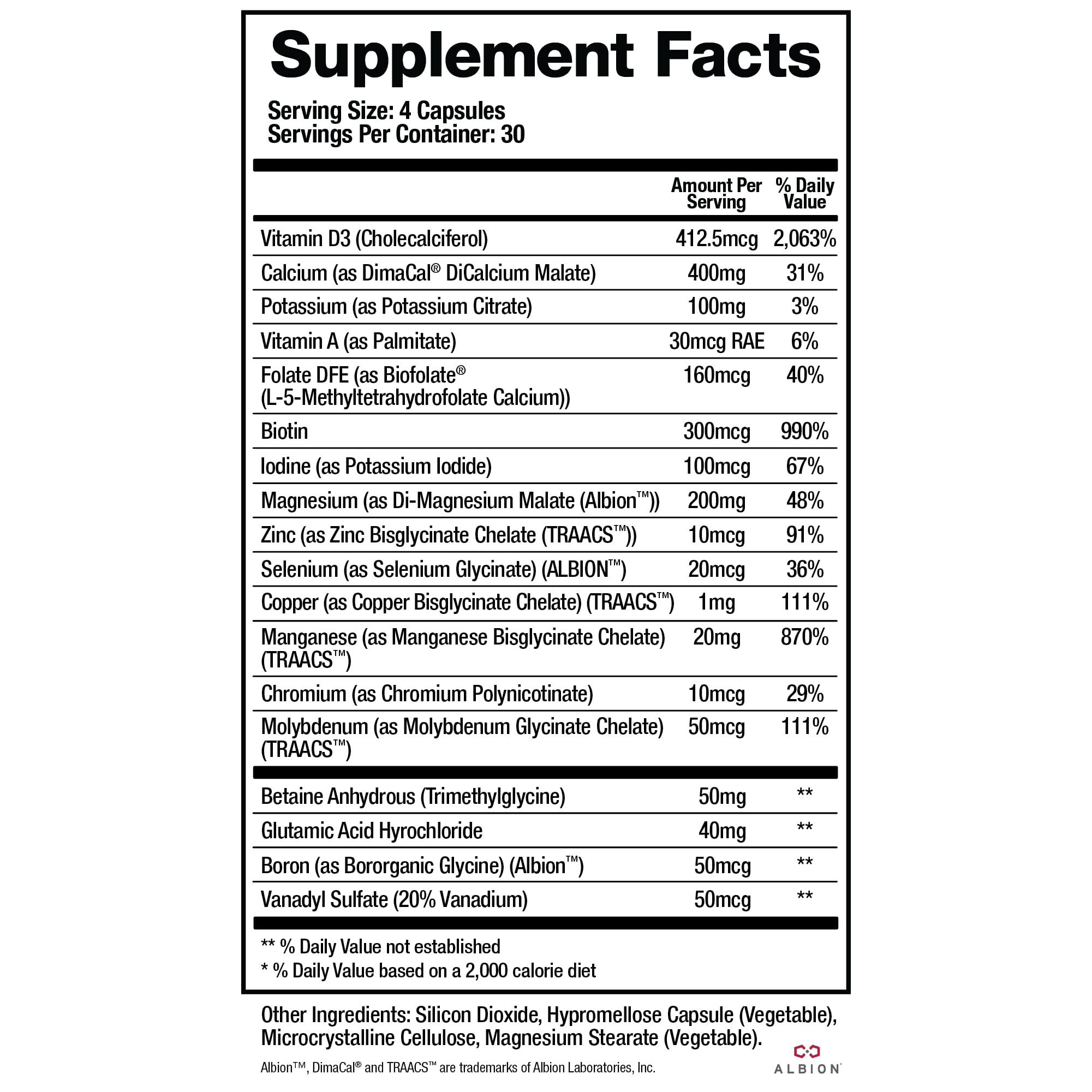 BioMatrix Mineral Supplement for Men and Women, Chelated Minerals | Iron-Free, Calcium, Magnesium, Copper, Zinc, Vitamin D, Iodine | Veggie Caps, 30-Day Supply BioMatrixAu supplements
