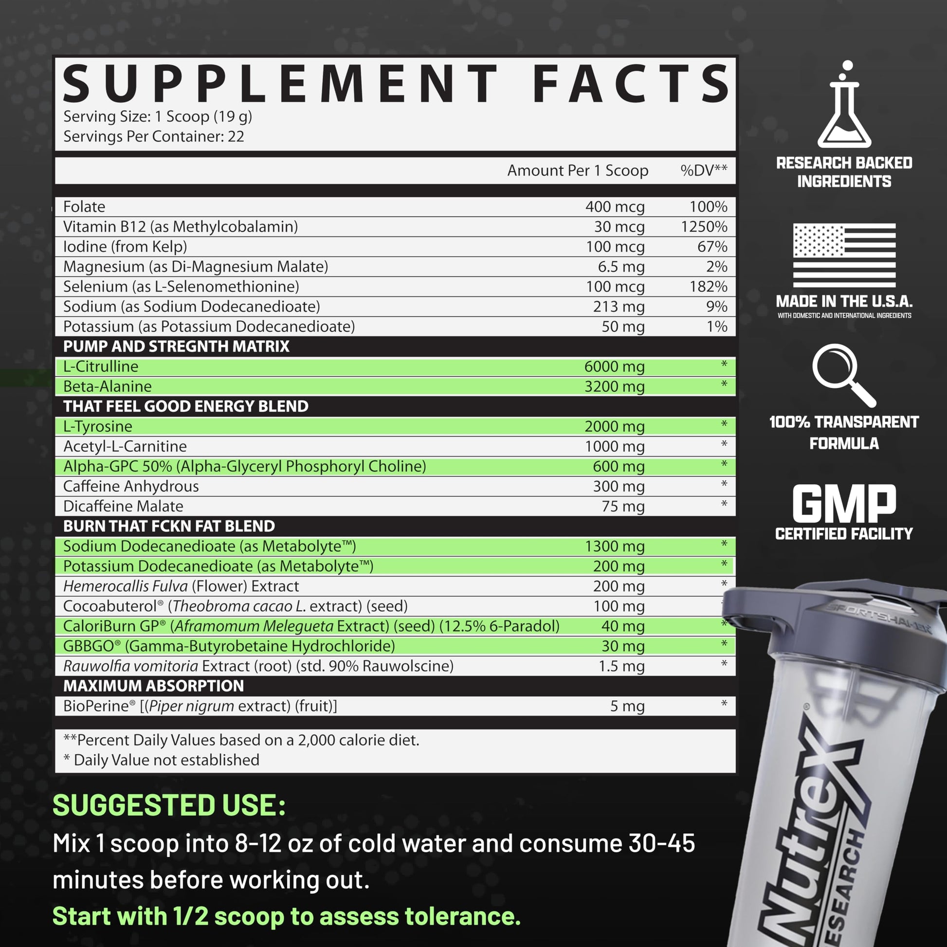 Nutrex Research Outlift Burn Thermogenic Pre Workout Powder, 2 in 1 Performance Nutrex ResearchUS supplements