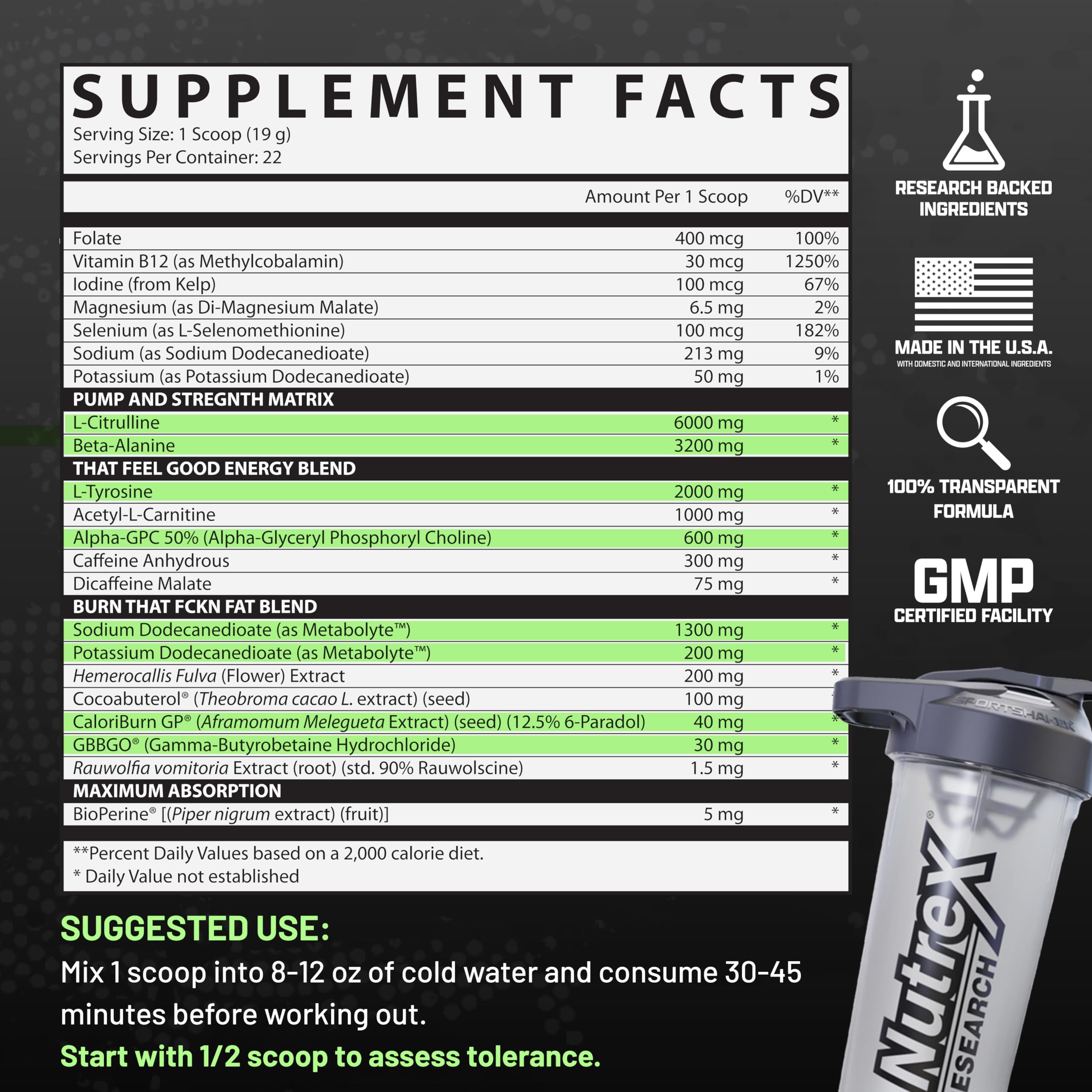 Nutrex Research Outlift Burn Thermogenic Pre Workout Powder, 2 in 1 Performance Nutrex ResearchUS supplements