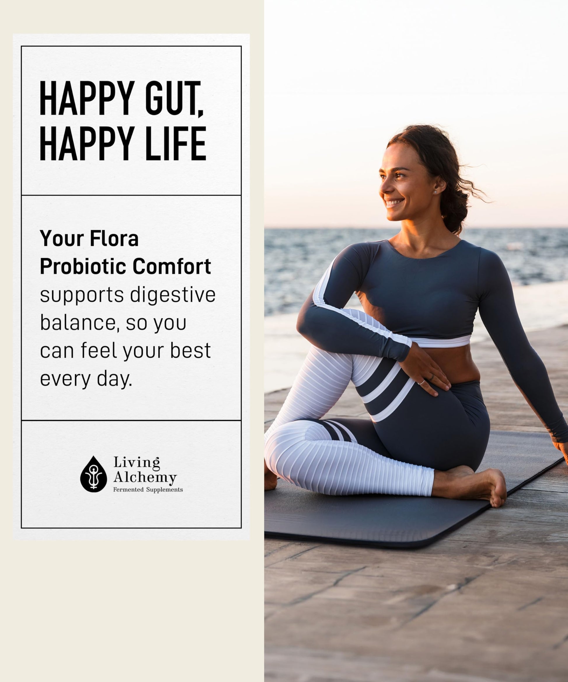 Your Flora Probiotic Comfort – Non-GMO Probiotics with Fermented Soybean, Chamomile, Fennel, Prebiotics, Digestive Enzymes for Digestion & Bloating – Prebiotics, Postbiotics – Living Alchemy, 60 Pcs Living AlchemyAu supplements
