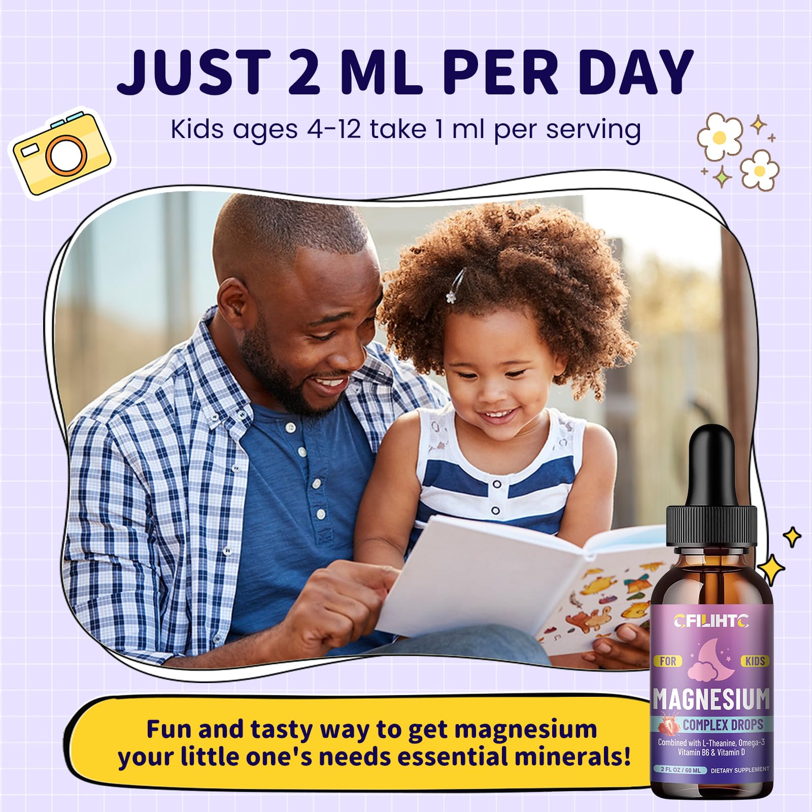 Kids Magnesium Liquid Drops-Magnesium Glycinate Liquid for Kids Supplement-w/L-theanine, Omega-3, Vitamin B6, D3 - for Sleep, Relaxation, Brain, Bones - 4 Fl Oz Children's Calm CFILIHTCAu supplements