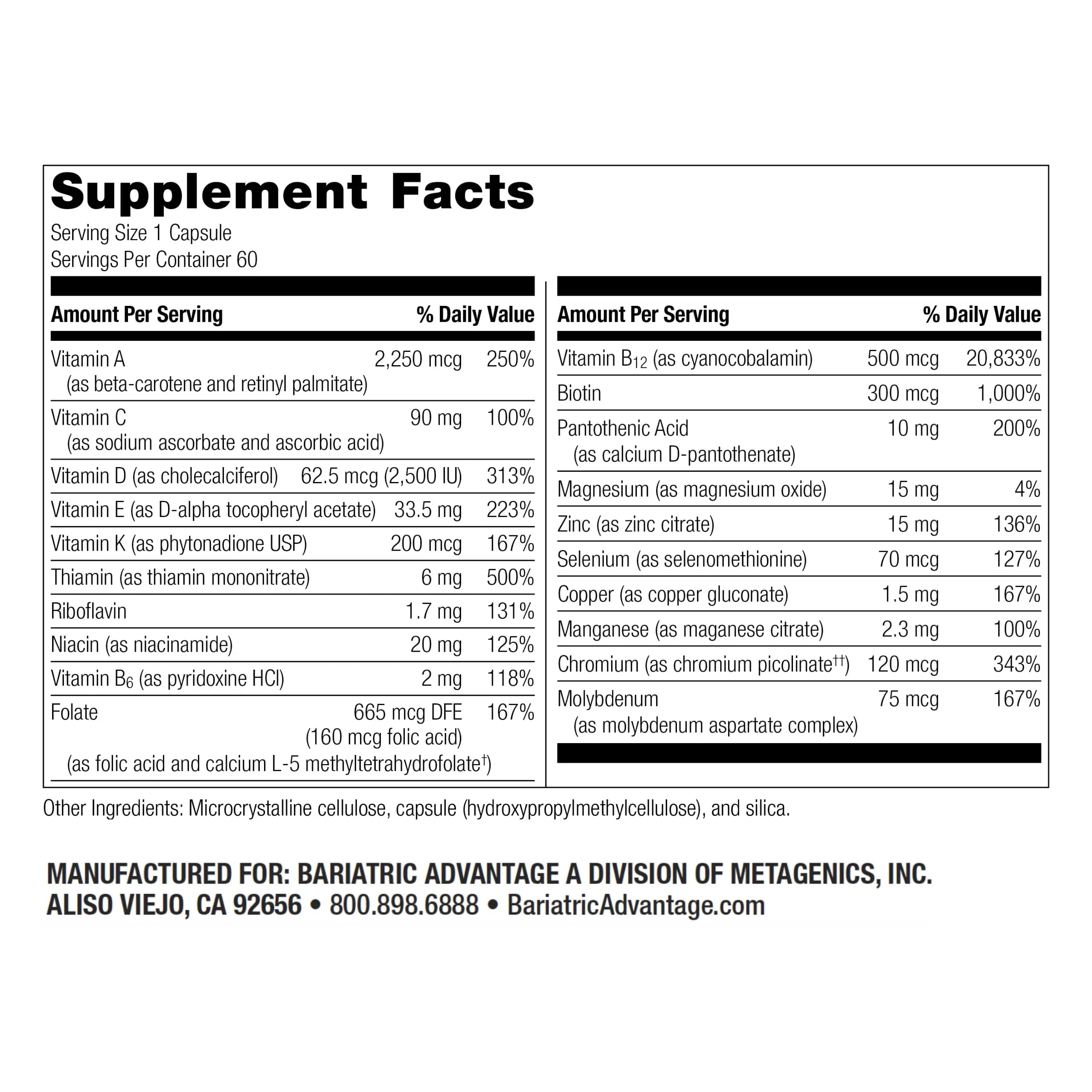 Bariatric Advantage High ADEK Multi - for Bariatric Surgery Patients - Multivitamin with Vitamins A, D, E, K & Trace Minerals Bariatric AdvantageAu supplements