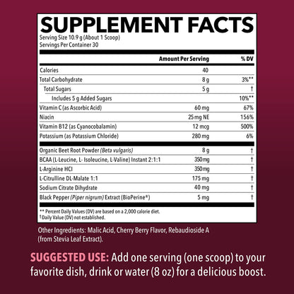 Organic Beet Root Powder with BCAA and L-Arginine for Energy and Stamina Support HAVASU NUTRITIONUS supplements