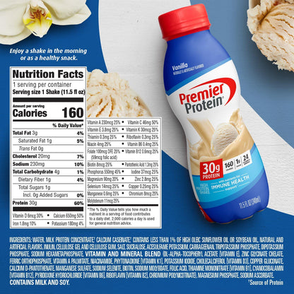 Premier Protein Shake Bottle, Vanilla, Liquid, Powder, keto, 30g Protein, 1g Sugar Premier ProteinUS supplements