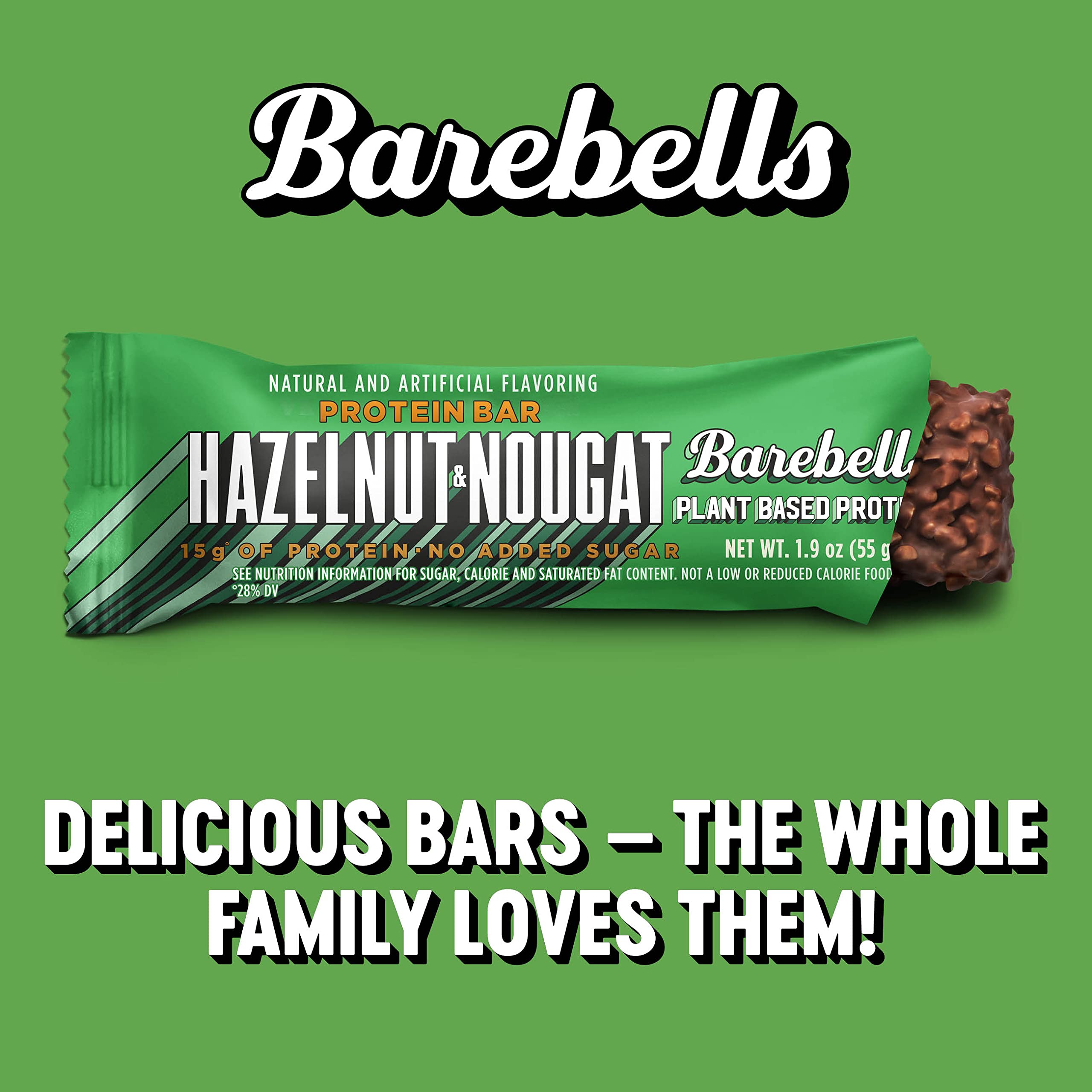Barebells Vegan Protein Bars Hazelnut & Nougat - 12 Count, 1.9oz Bars - Features Plant BAREBELLSUS supplements