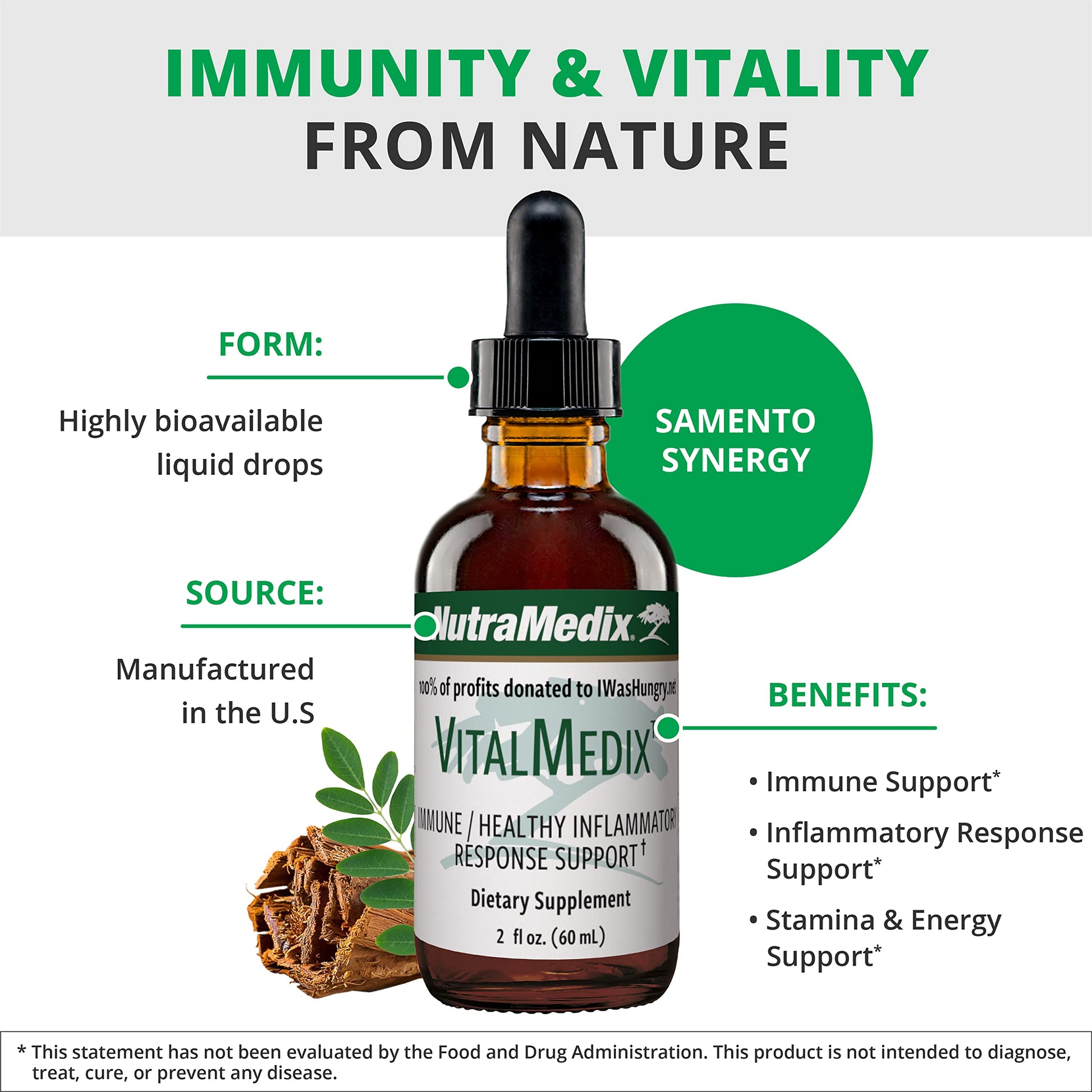 NutraMedix VitalMedix - Cat's Claw & Moringa Plant Extract - Daily Energy Supplement for Immune Health & Overall Vitality - Rich in Vitamins & Minerals (2oz) NutraMedixAu supplements