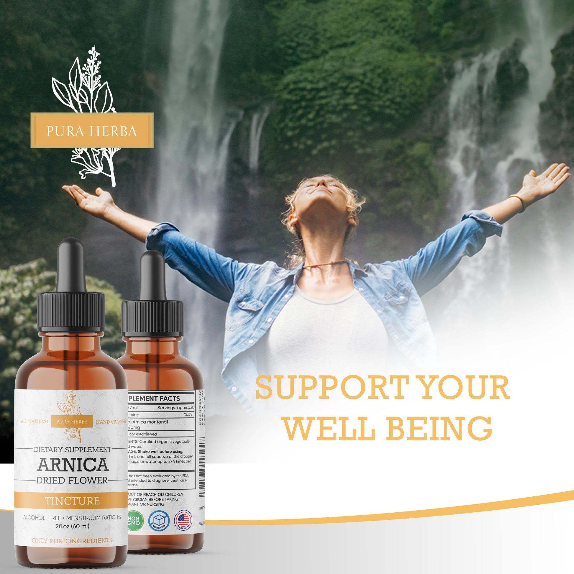 Pura Herba Arnica Liquid Extract – Alcohol-Free, Vegan, Supports Muscle Recovery & Joint Comfort, Fast-Absorbing Tincture, Made in USA – 2 Fl Oz Pura HerbaAu supplements