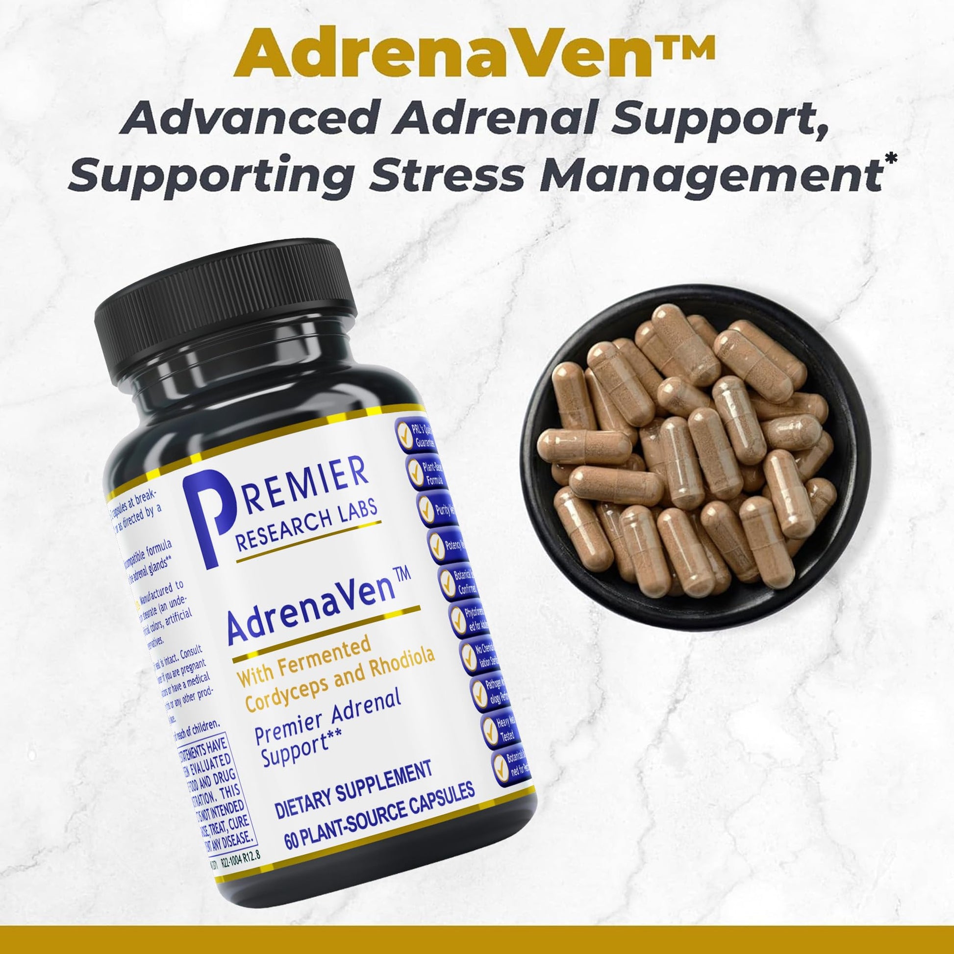 Premier Research Labs 30 Servings-AdrenaVen - Adrenal Health Supplement, Supports Adrenal Gland Health and Stress Response - Organic Adrenal Health - 60 Plant-Source Capsules Premier Research LabsAu supplements