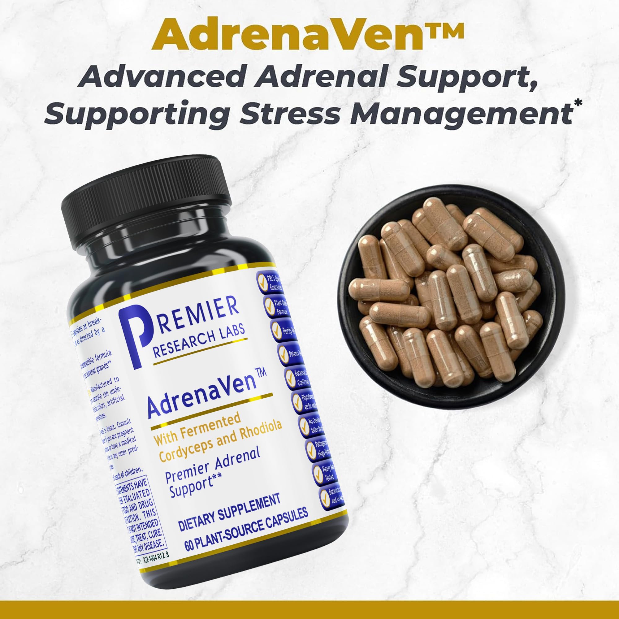 Premier Research Labs 30 Servings-AdrenaVen - Adrenal Health Supplement, Supports Adrenal Gland Health and Stress Response - Organic Adrenal Health - 60 Plant-Source Capsules Premier Research LabsAu supplements