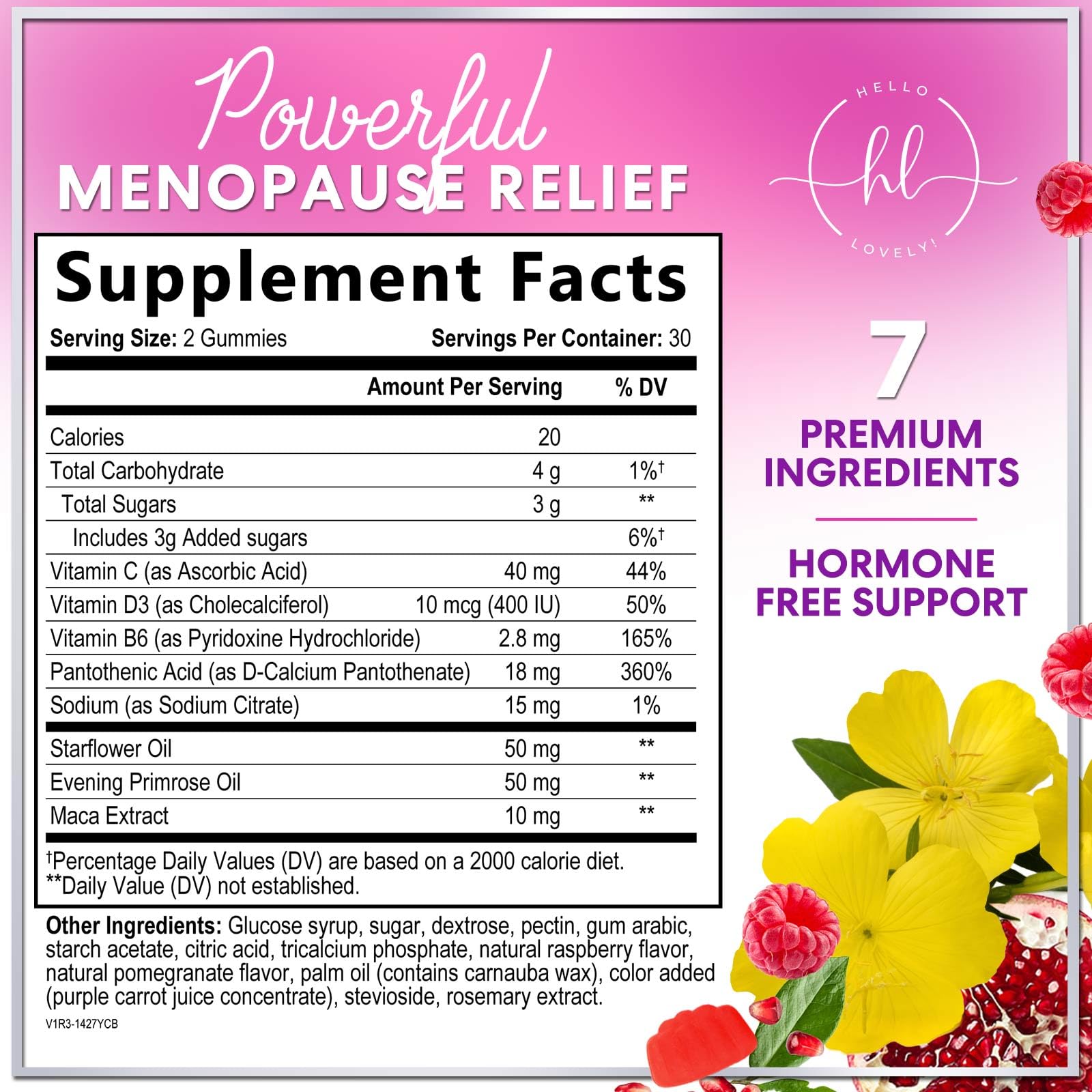 Menopause Supplements for Women - Complete Natural Mild Hot Flashes & Night Sweats Support, Multi Benefit Menopause Relief Gummy, Support for Balance & Energy, Gluten-Free & Non-GMO - 60 Gummies Hello Lovely!Au supplements