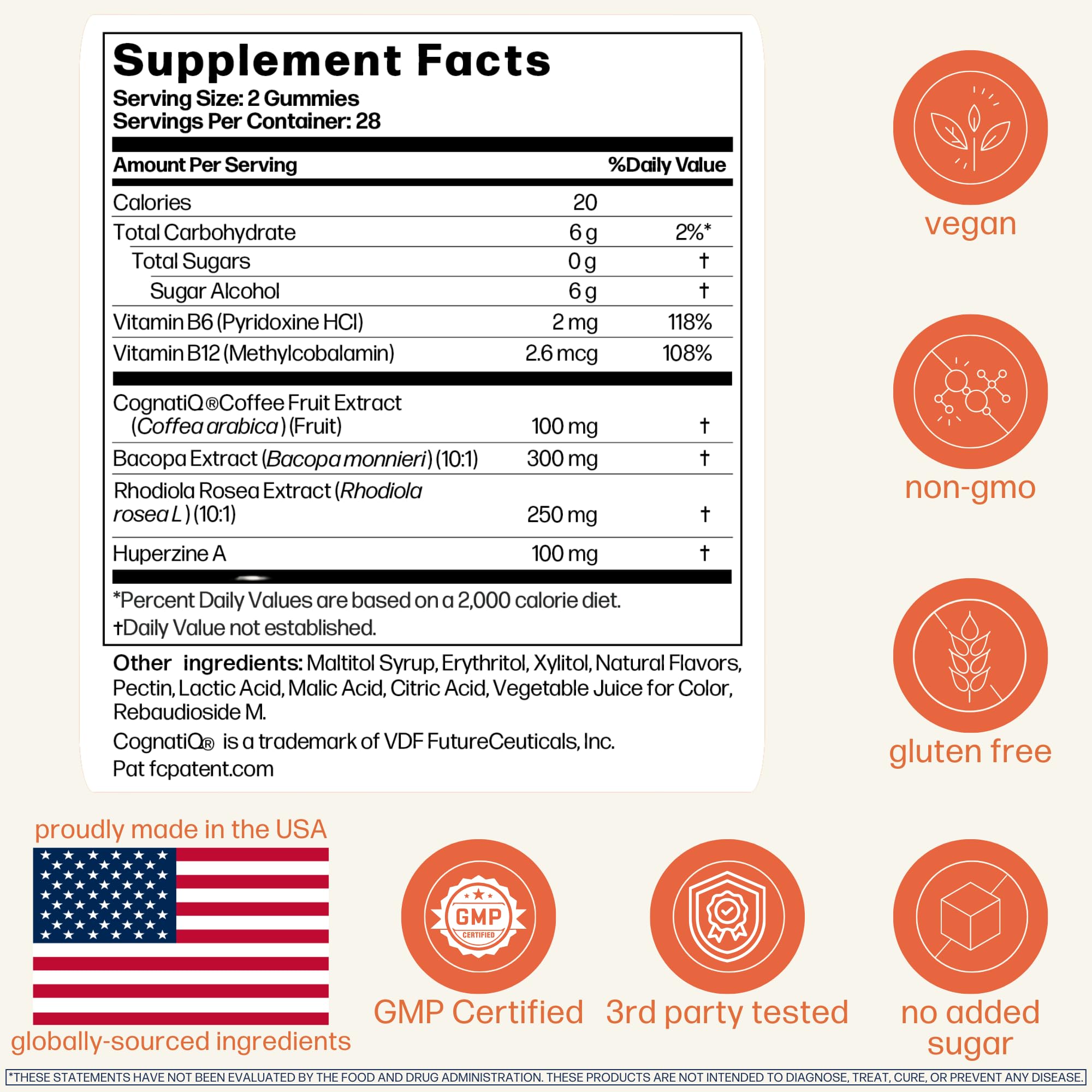 Avantera Elevate Gummies Premium Nootropic Supplement - Beat Brain Fog - Best Focus Supplements for Memory & Focus Support - Energy Without Crash - 60 Gummies for Women & Men AvanteraAu supplements