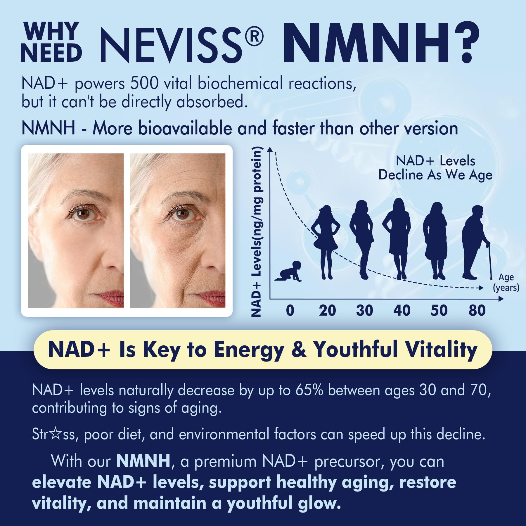 2Pack NAD+ Supplement, Next-Gen NMNH Liposomal 500mg, NR NMN Supplement Alternative, High Absorption NAD+ with Curcumin, Niacinamide for Cellular Energy, DNA Repair, Healthy Aging, 120 Softgels NEVISSAu supplements