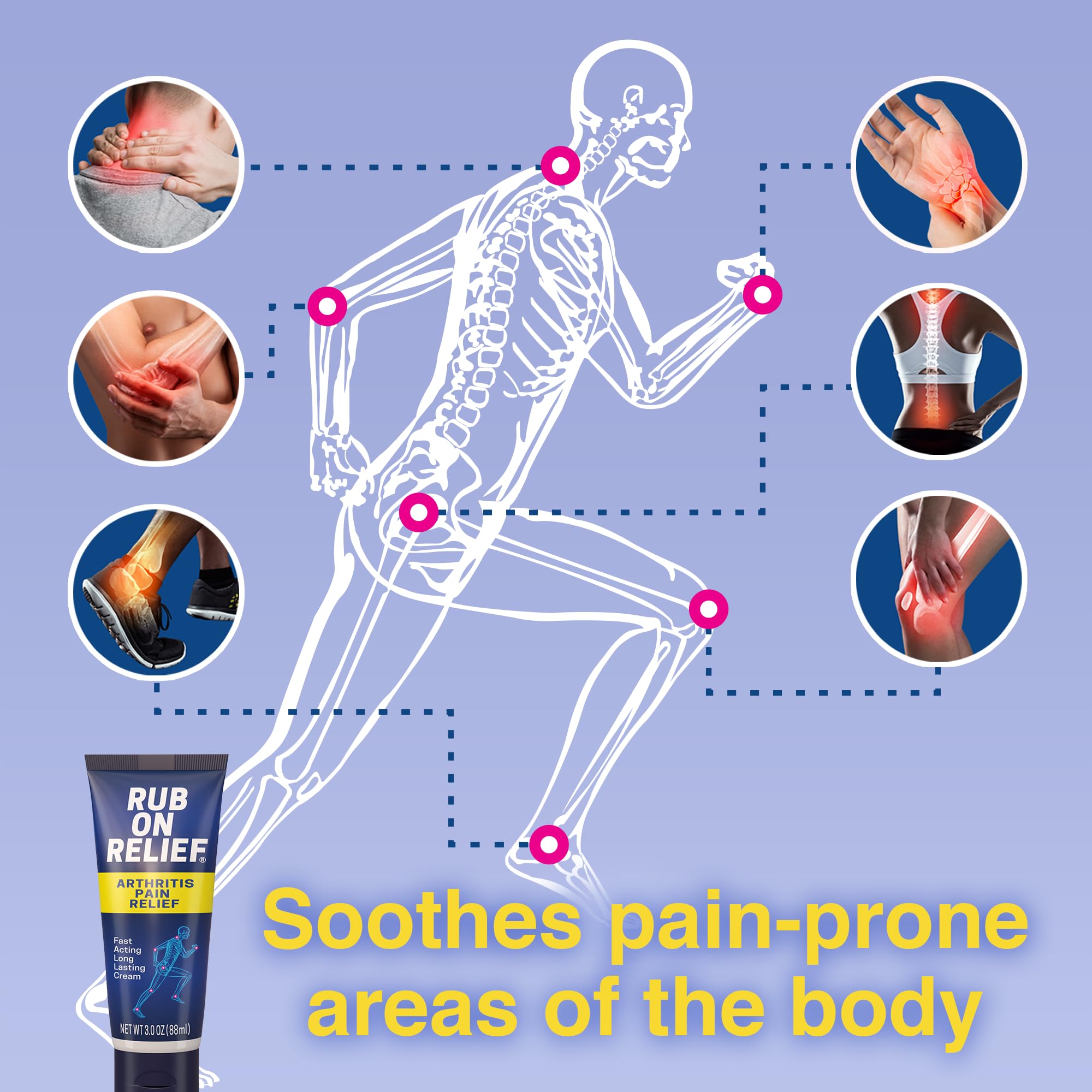 RUB ON RELIEF Arthritis Pain Relief Cream – 10-in-1 Non-Greasy Joints Pain Cream for Knees, Back, Neck, Hands, & Muscle Aches with Menthol, Camphor, Arnica, MSM & Turmeric Up to 8 Hours, 3oz (3 Pack) RUB ON RELIEFAu supplements