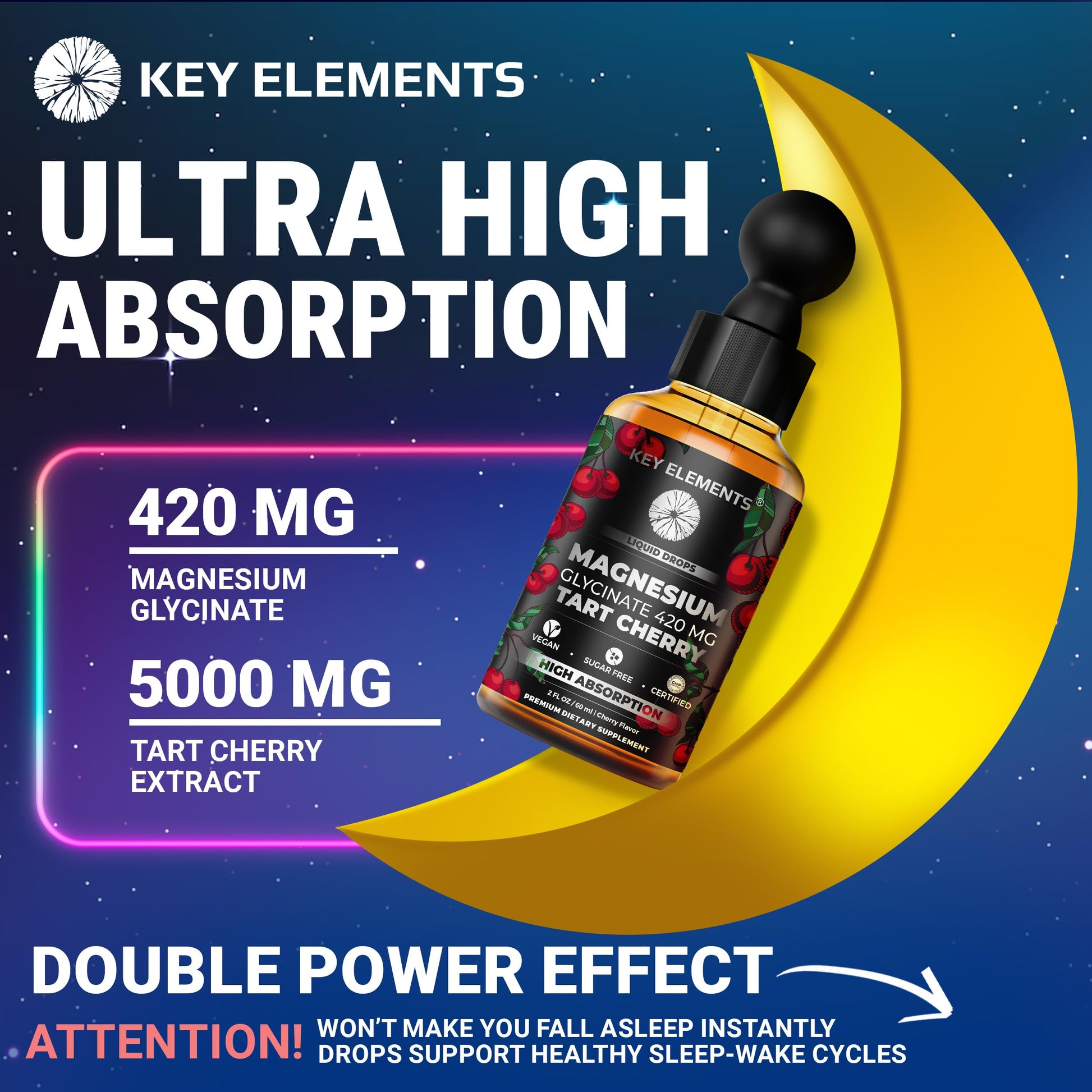 Liquid Magnesium Glycinate 420 Mg with Natural Tart Cherry Extract | Magnesium Glycinate Drops Supplement for Sleep, Mood & Mobility Support | Tart Cherry Extract KEY ELEMENTSAu supplements