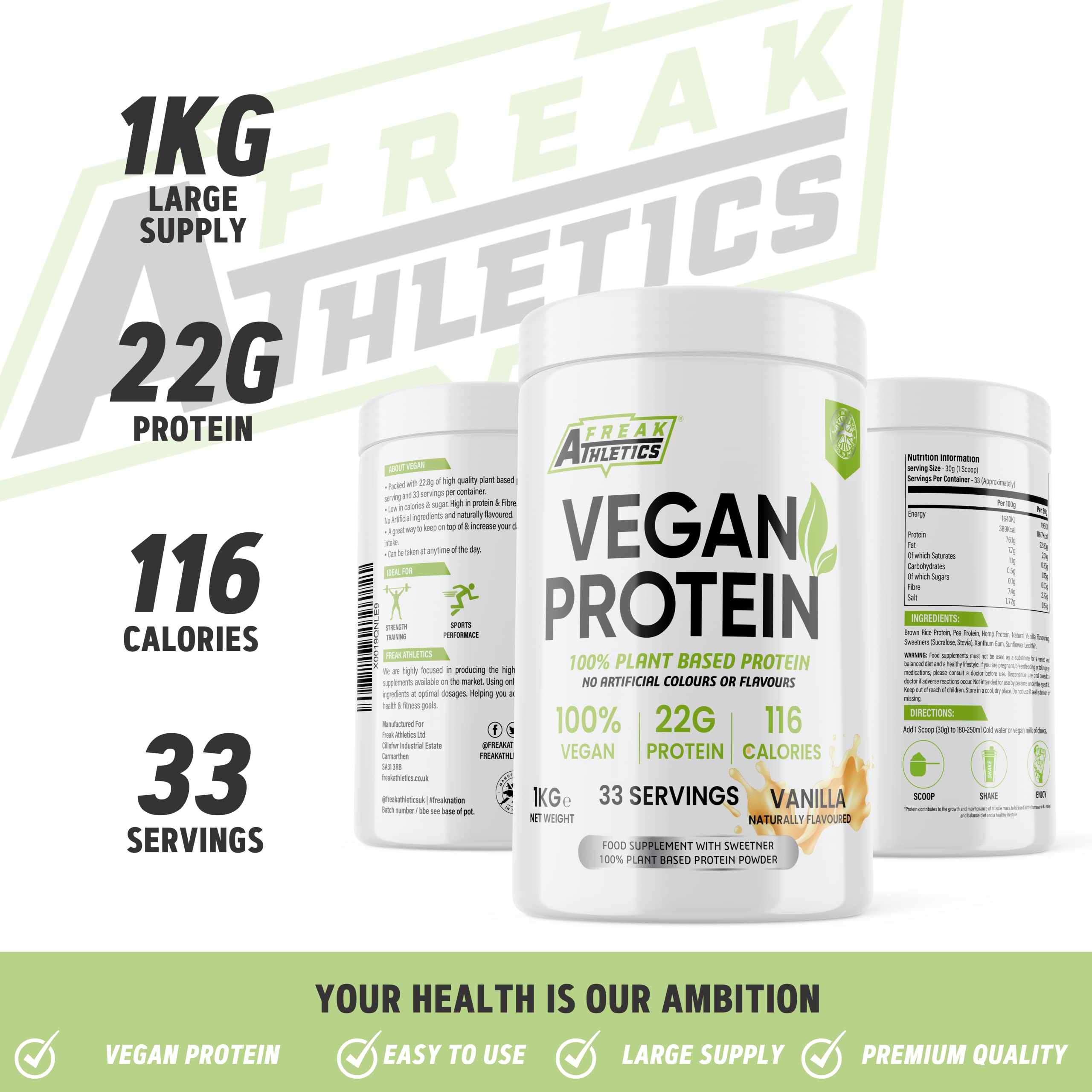 Vegan Protein Powders - Plant Based Vegan Protein Powder 1kg Soy Free Protein Powder Freak AthleticsAu supplements