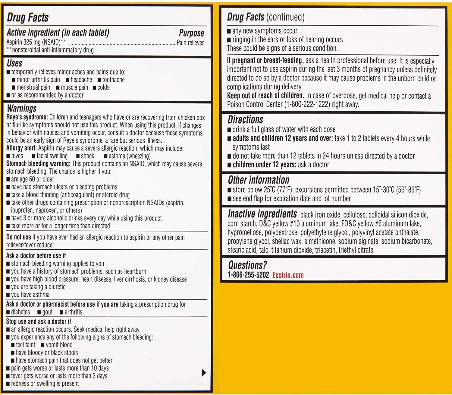 Ecotrin Regular Strength Safety Coated Aspirin | Arthritis Pain | 300 Tablets (2 Pack) EcotrinAu supplements