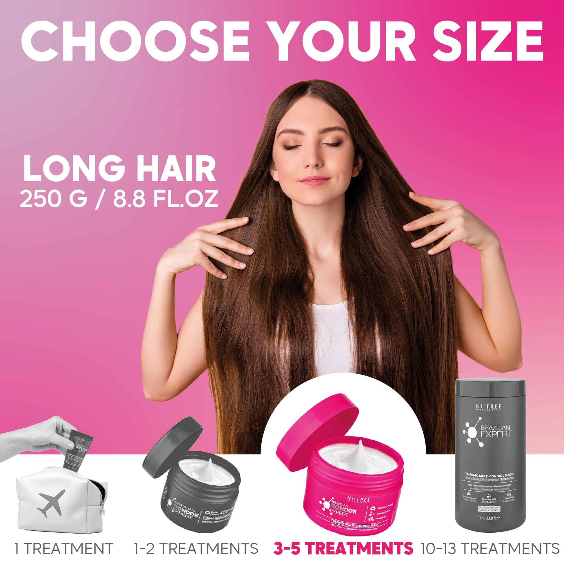 Brazilian Hair Bottox Expert Thermal Mask 8.8 oz - Contains Marine Collagen and Almond Oil - Formaldehyde-Free - Repairs the Hair Elasticity and Flexibility, Softens, Moisturizers, Adds Shine Nutree ProfessionalAu supplements