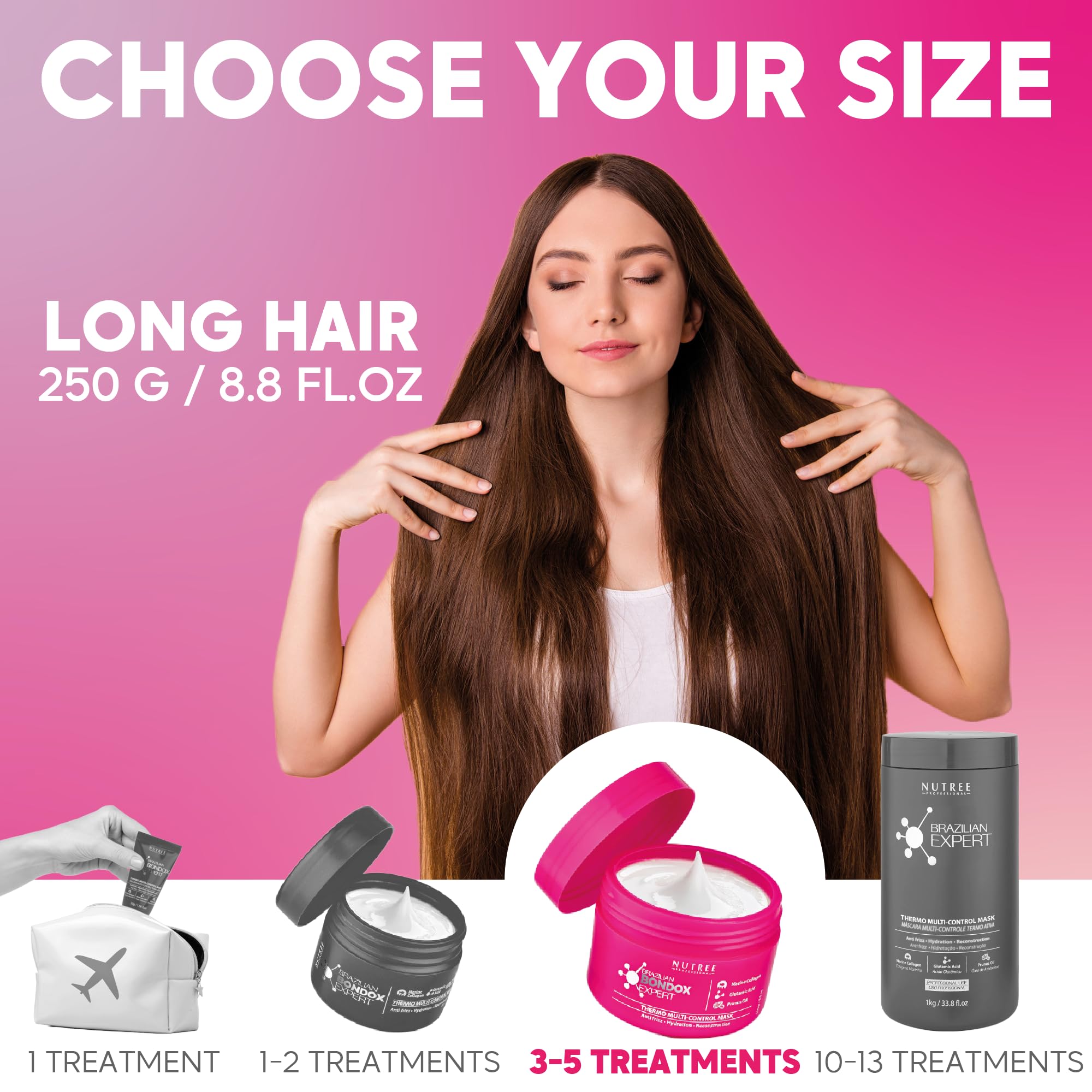 Brazilian Hair Bottox Expert Thermal Mask 8.8 oz - Contains Marine Collagen and Almond Oil - Formaldehyde-Free - Repairs the Hair Elasticity and Flexibility, Softens, Moisturizers, Adds Shine Nutree ProfessionalAu supplements