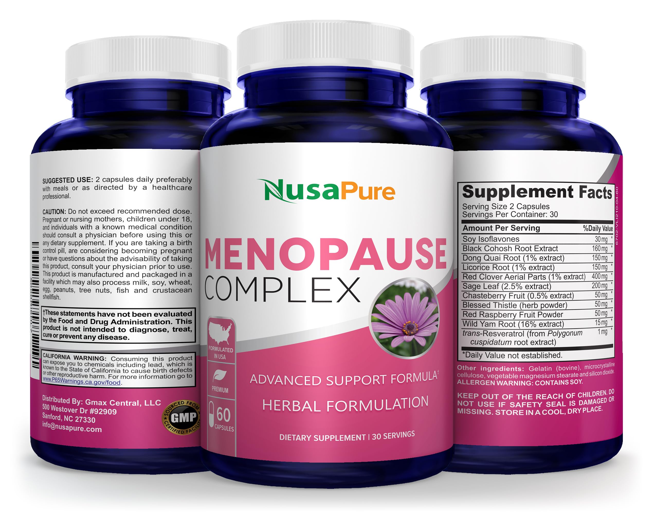 NusaPure Menopause Complex : Black Cohosh and Herbal Ingredients - 60 Capsules NusaPureAu supplements