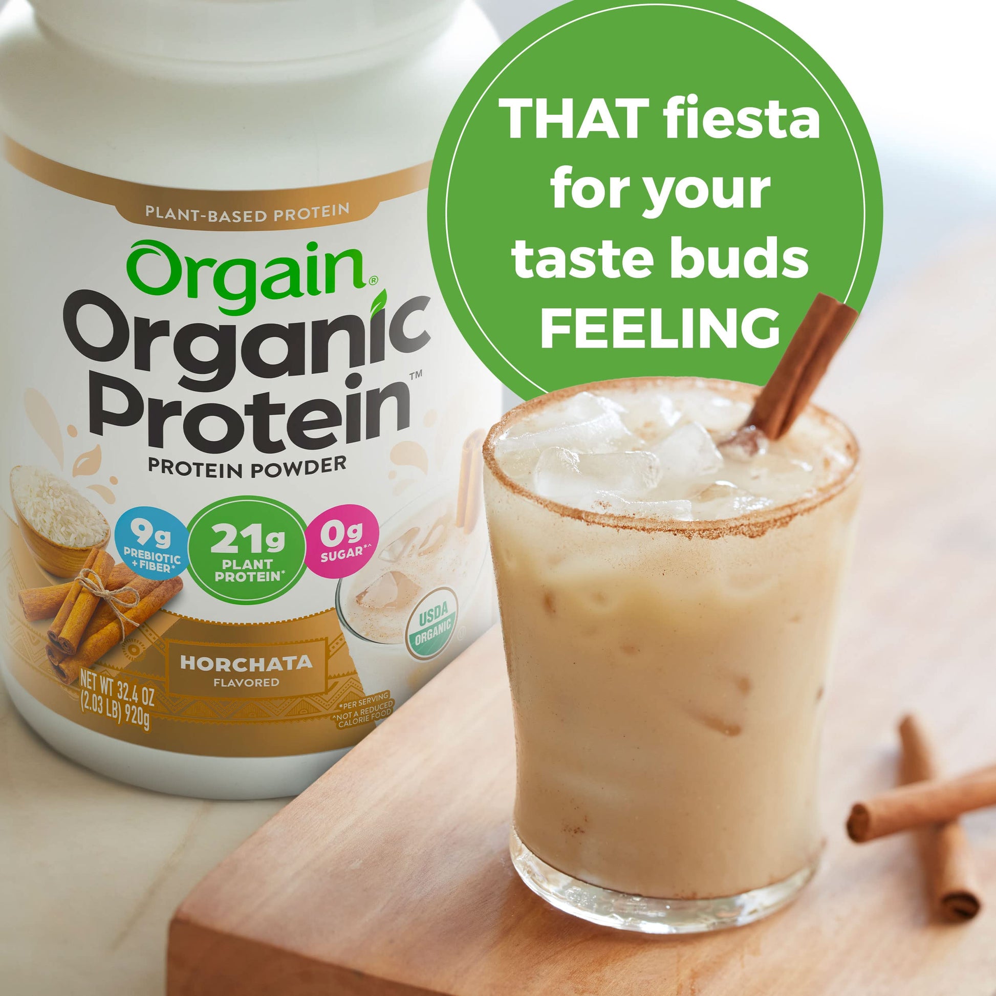 Orgain Organic Vegan Protein Powder, Horchata - 21g of Plant Based Protein, Low Net OrgainUS supplements