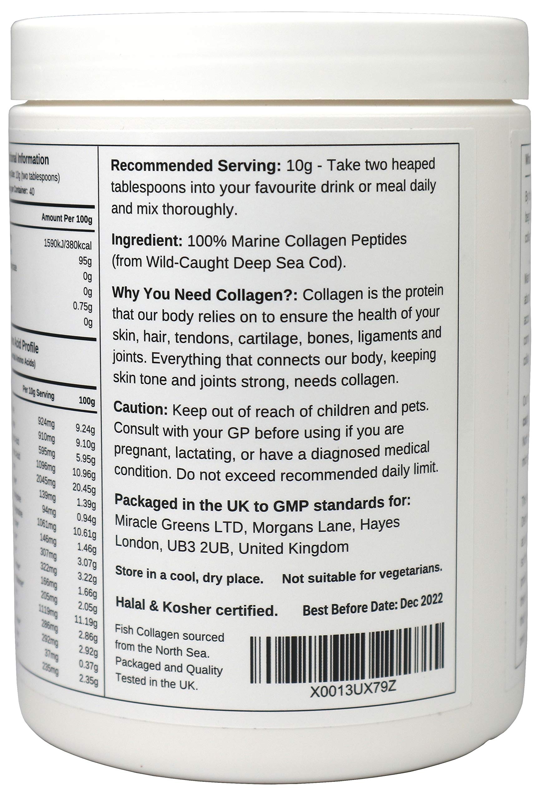 Marine Collagen Peptides (400g) | Hydrolysed from Wild Caught North SEA Cod Miracle GreensAu supplements
