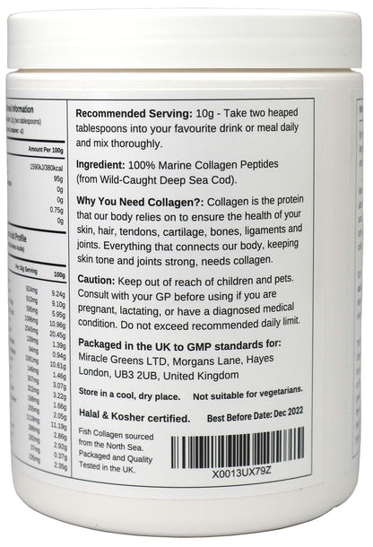 Marine Collagen Peptides (400g) | Hydrolysed from Wild Caught North SEA Cod Miracle GreensUS supplements