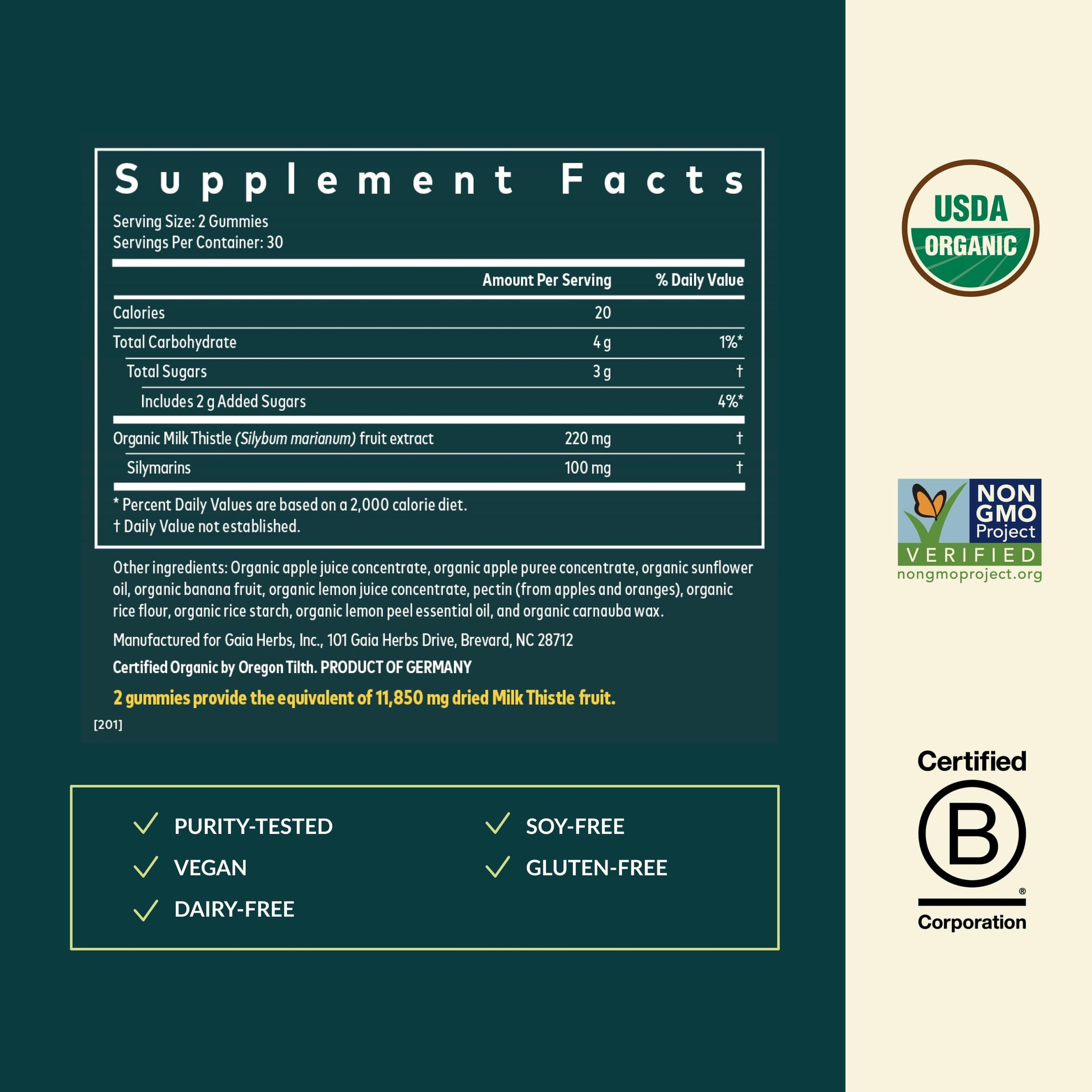 Gaia Herbs Milk Thistle Gummies - Herbal Supplement with Antioxidant Properties for Liver Health & Liver Detox - Lemon Flavored - 60 Vegan Gummies Gaia HerbsAu supplements