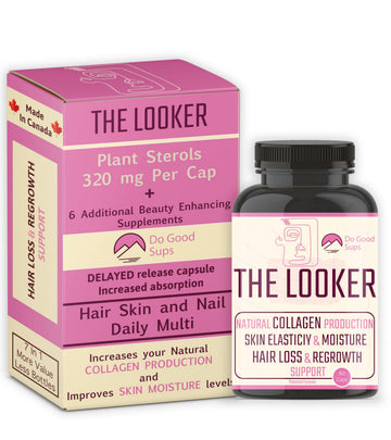 Do Good Sups The Looker 60 Caps- Skin Hair and Nails Vitamins - Natural Collagen Production - Reduces Hair Thinning - Skin Elasticity - Skin Moisture - Plant Sterols Bromelain Zinc Vitamin E Selenium Do Good SupsAu supplements