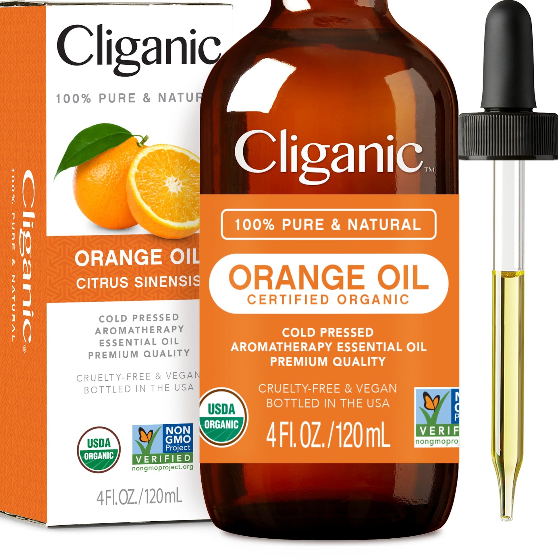 Cliganic USDA Organic Sweet Orange Essential Oil, 4oz - 100% Pure Natural for Aromatherapy Diffuser CliganicAu supplements