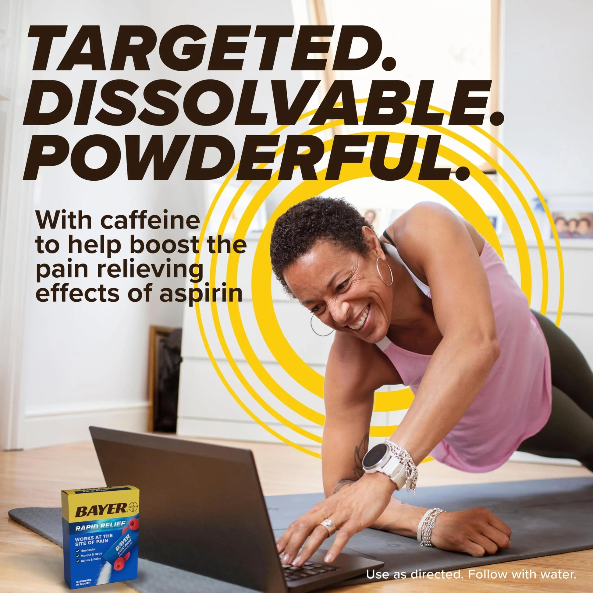 Bayer® Rapid Relief, Dissolvable Raspberry Flavor, Powder Packs with Aspirin & Caffeine, Fast Acting Headache Relief, Muscle and Body Pain Reliever, 20ct BayerAu supplements