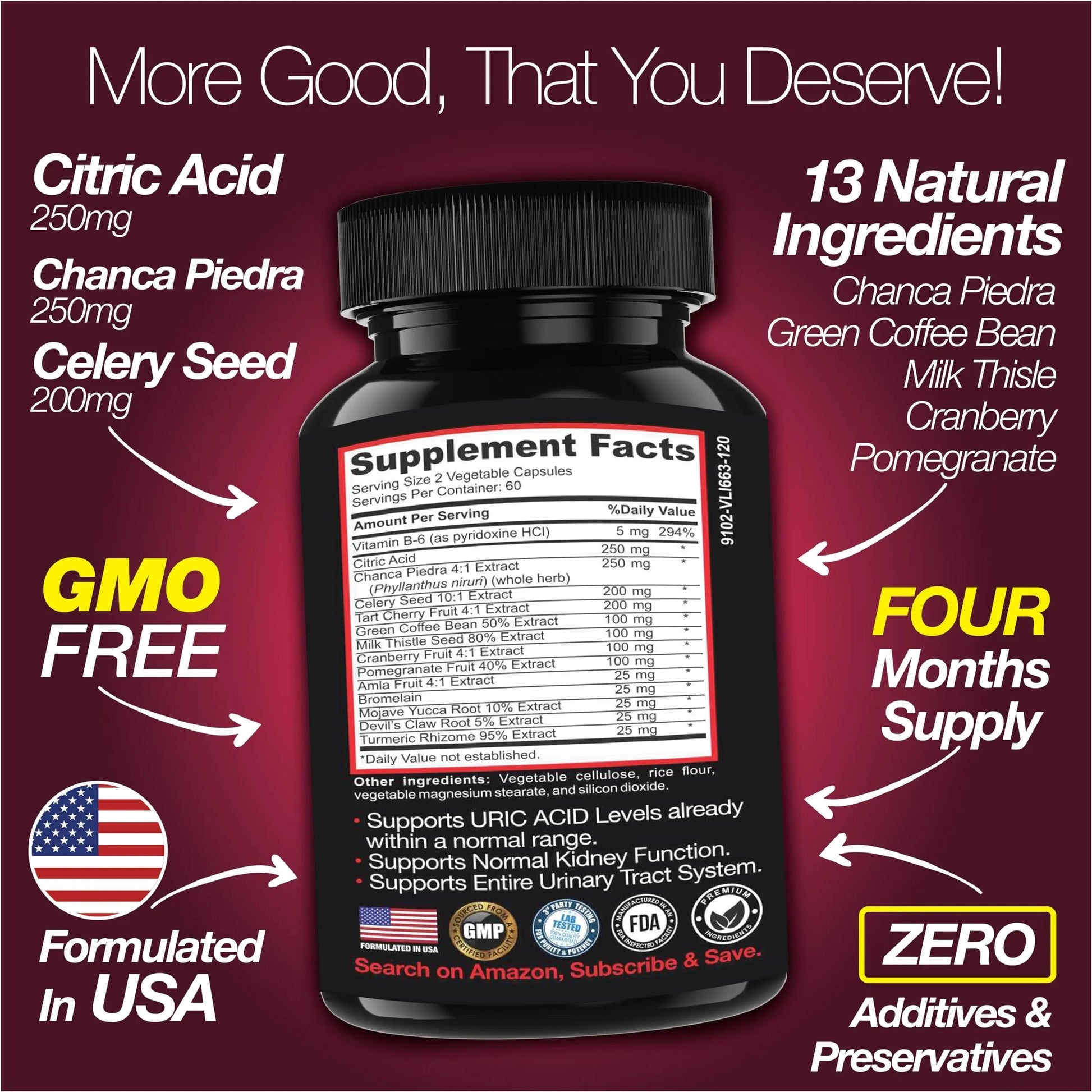 Saint Mingiano Uric Acid Flush for Gout Support -120 Capsules - Supports Kidney Cleanse Detox & Repair, Gallbladder & Urinary Tract Issues - Essential for Detox & Joint Support - Cranberry Extract Saint MingianoAu supplements